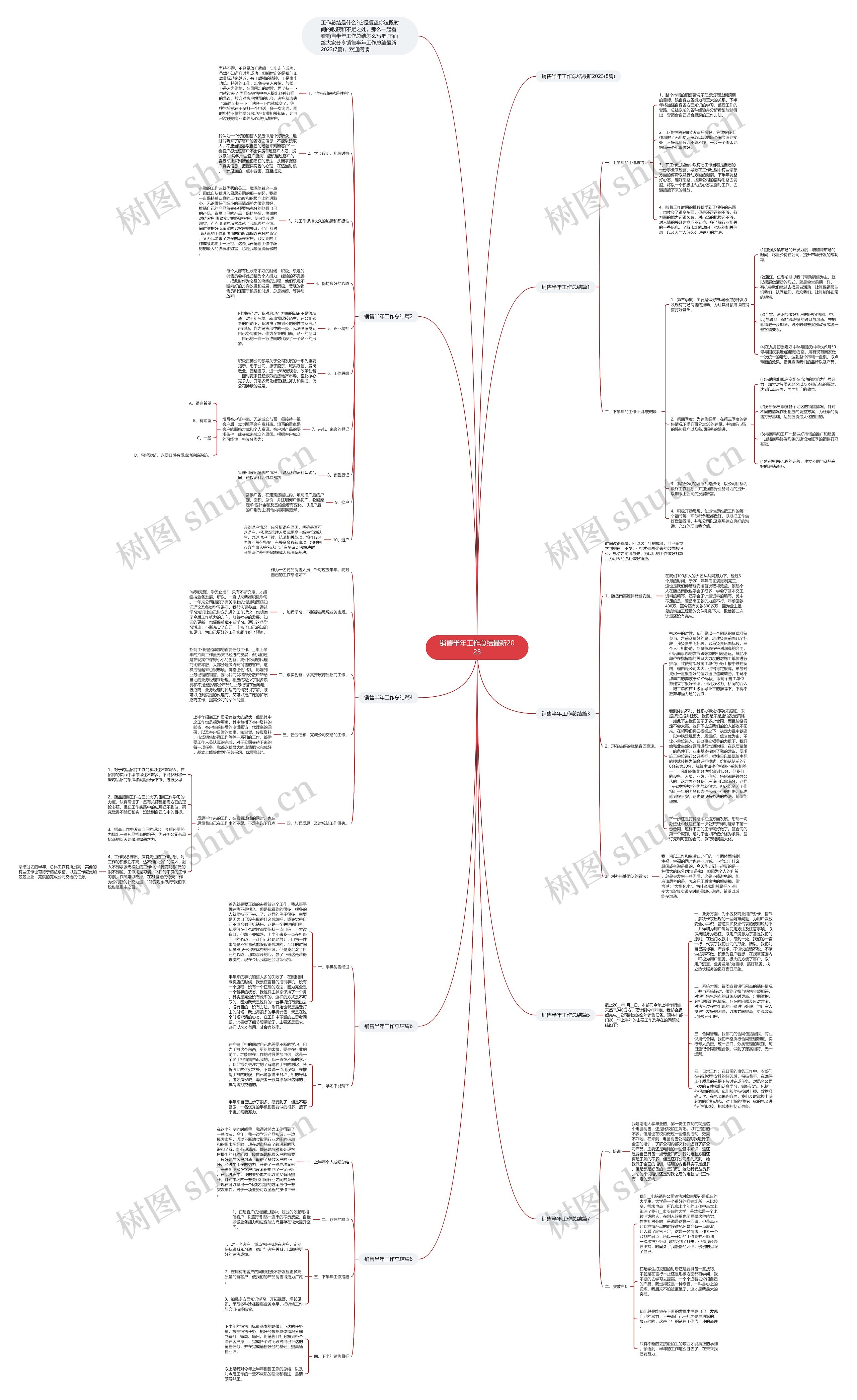 销售半年工作总结最新2023思维导图