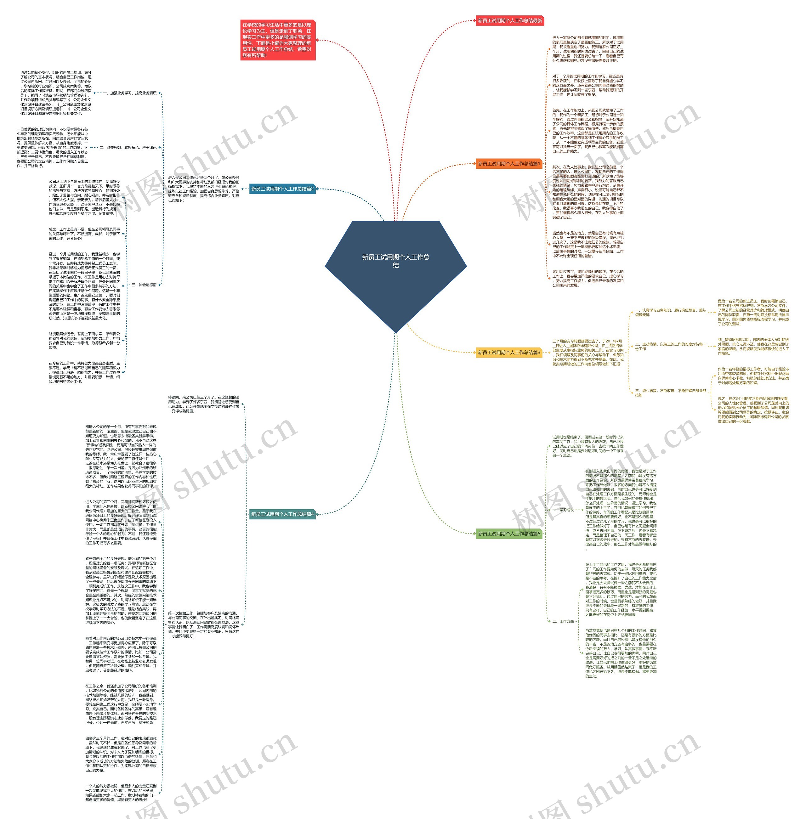 新员工试用期个人工作总结思维导图