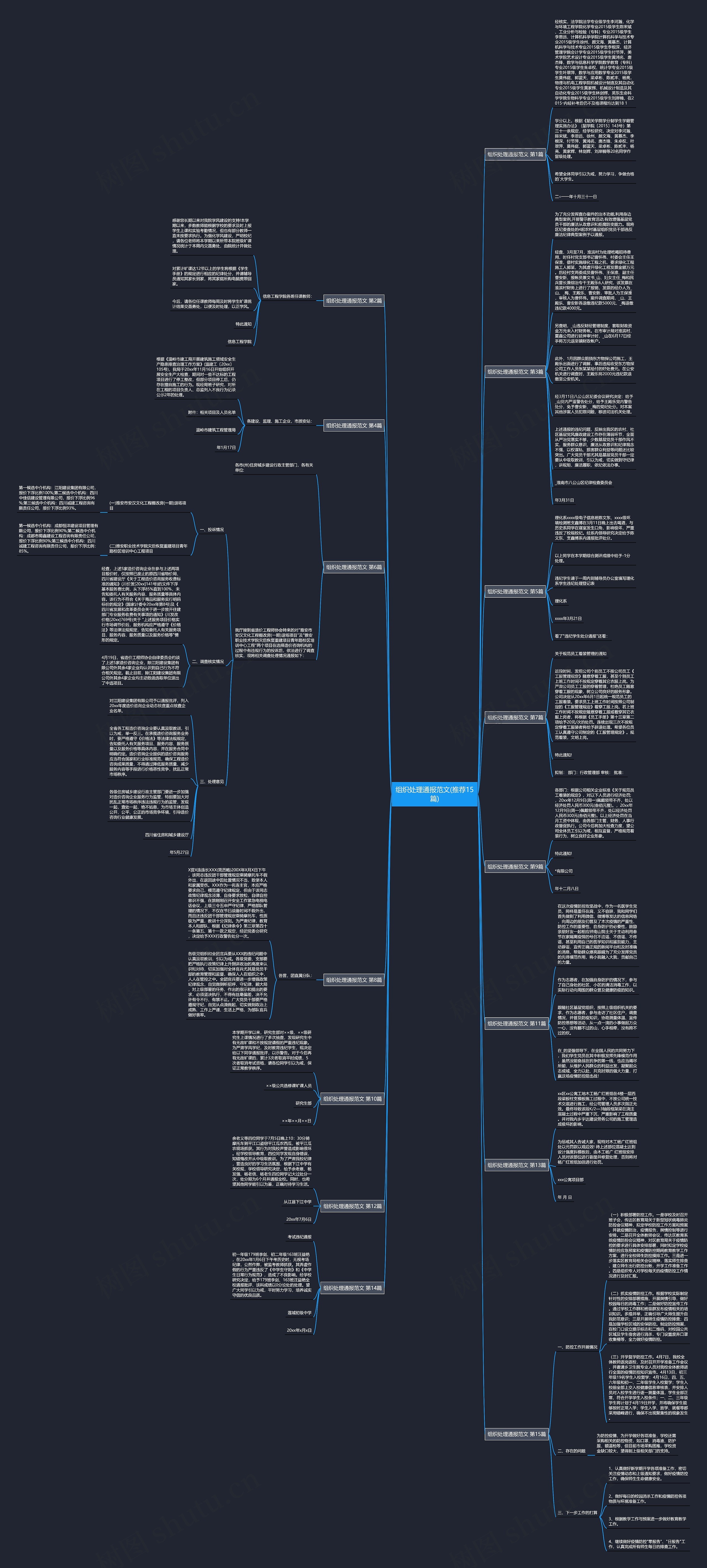 组织处理通报范文(推荐15篇)思维导图