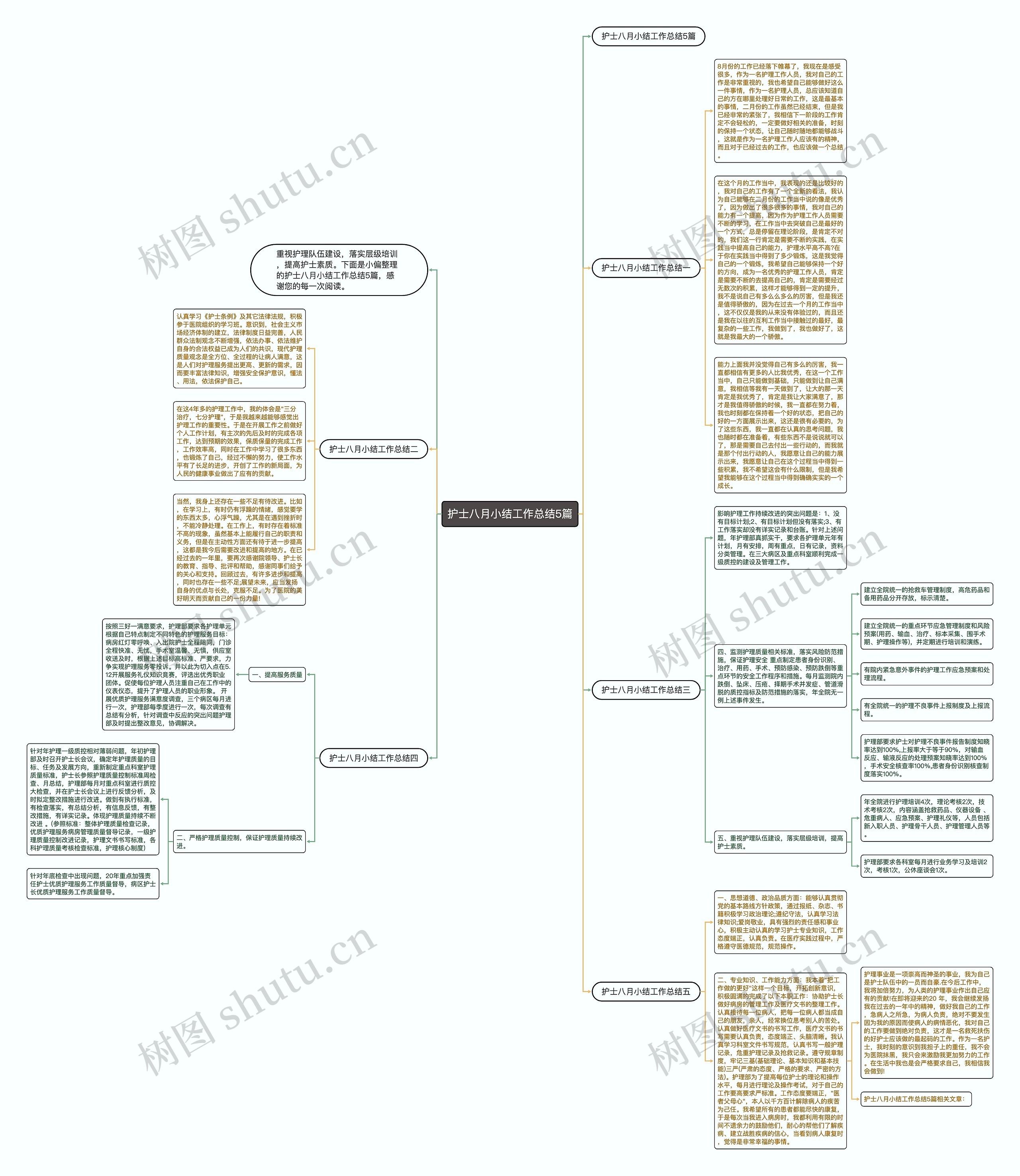 护士八月小结工作总结5篇思维导图