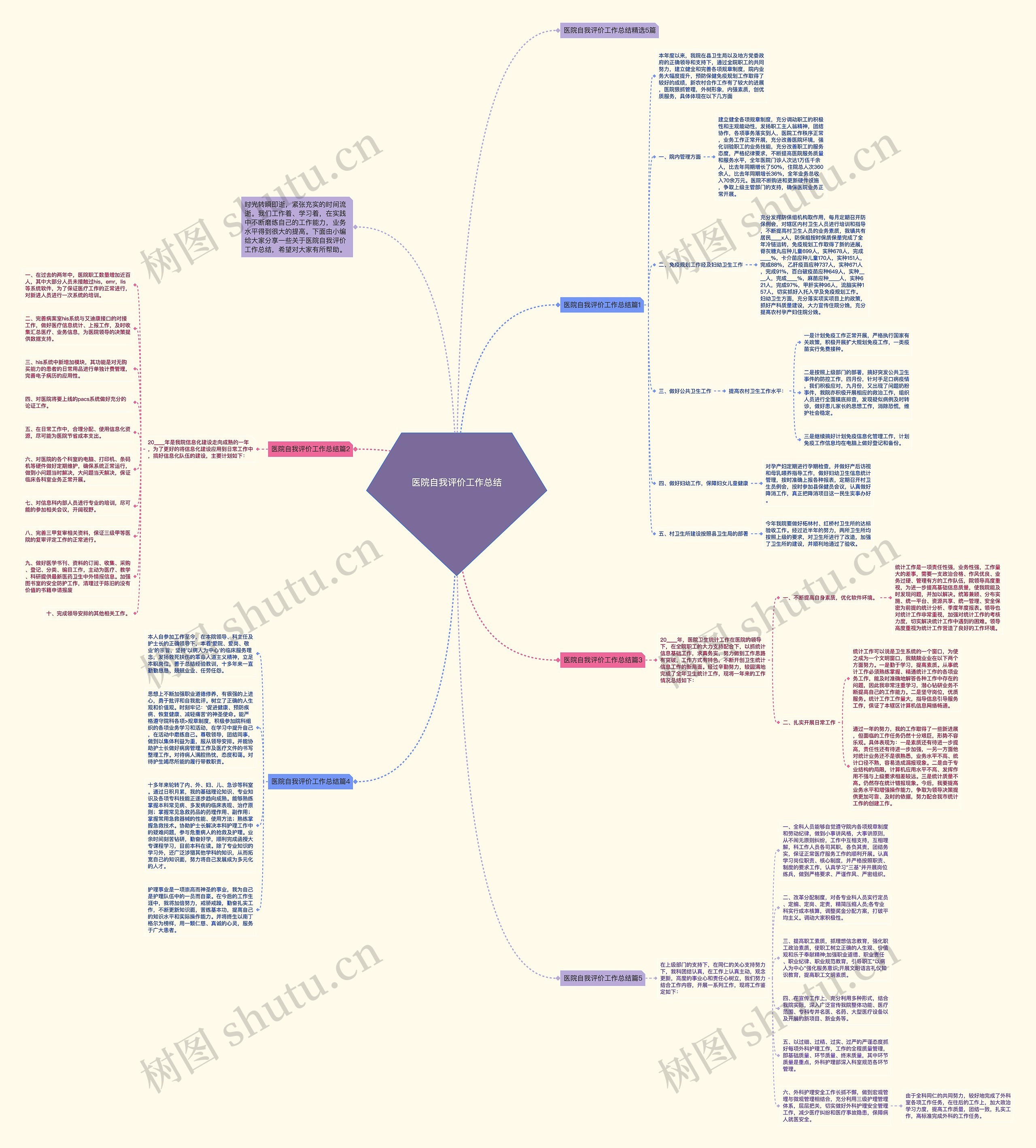医院自我评价工作总结思维导图