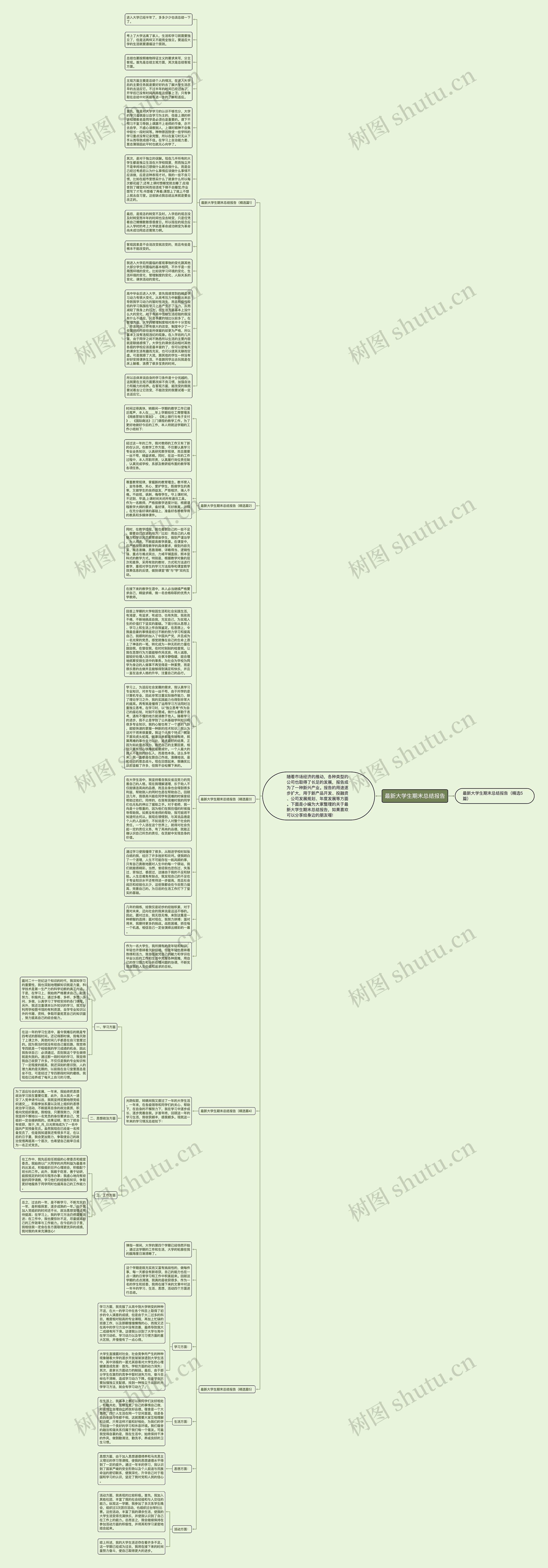 最新大学生期末总结报告思维导图