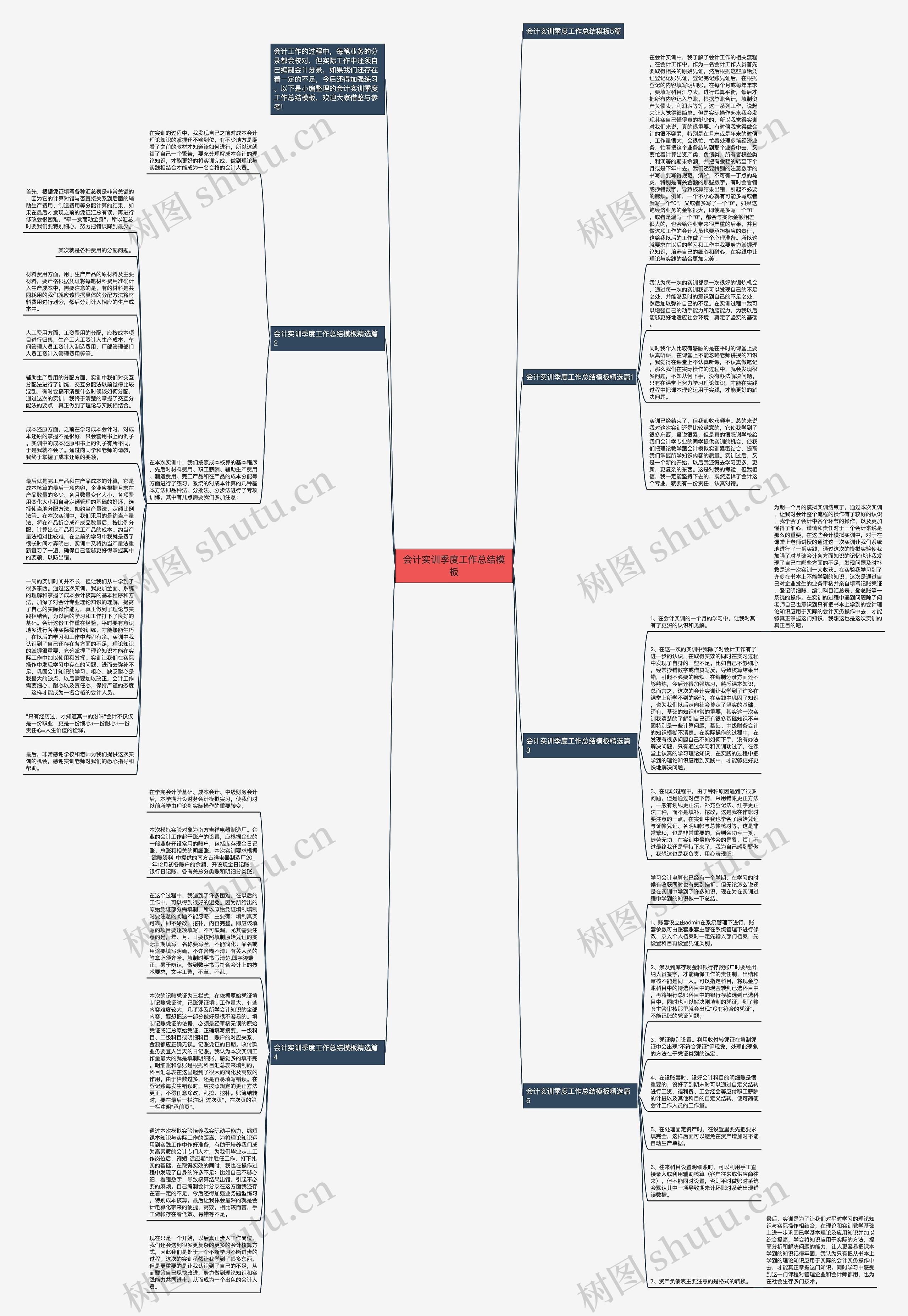 会计实训季度工作总结思维导图