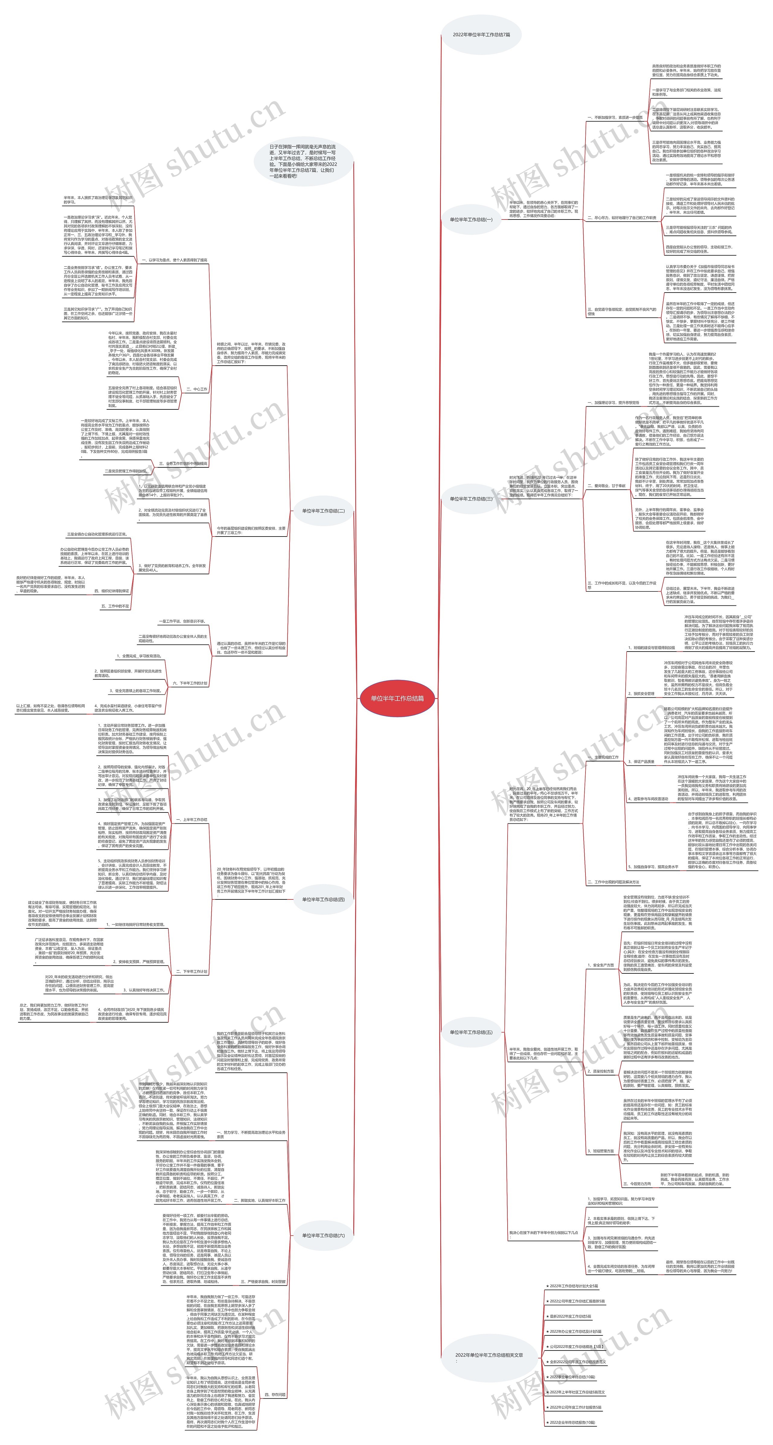 单位半年工作总结篇思维导图
