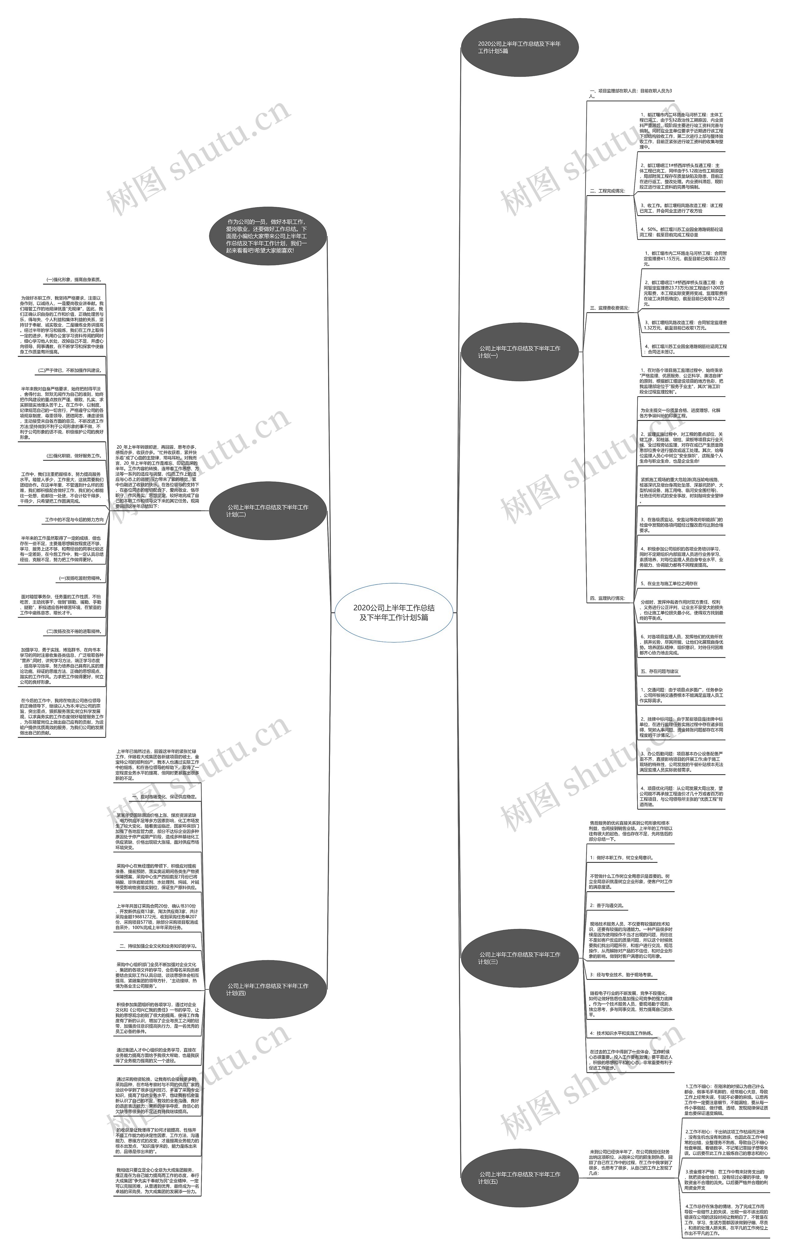 2020公司上半年工作总结及下半年工作计划5篇思维导图