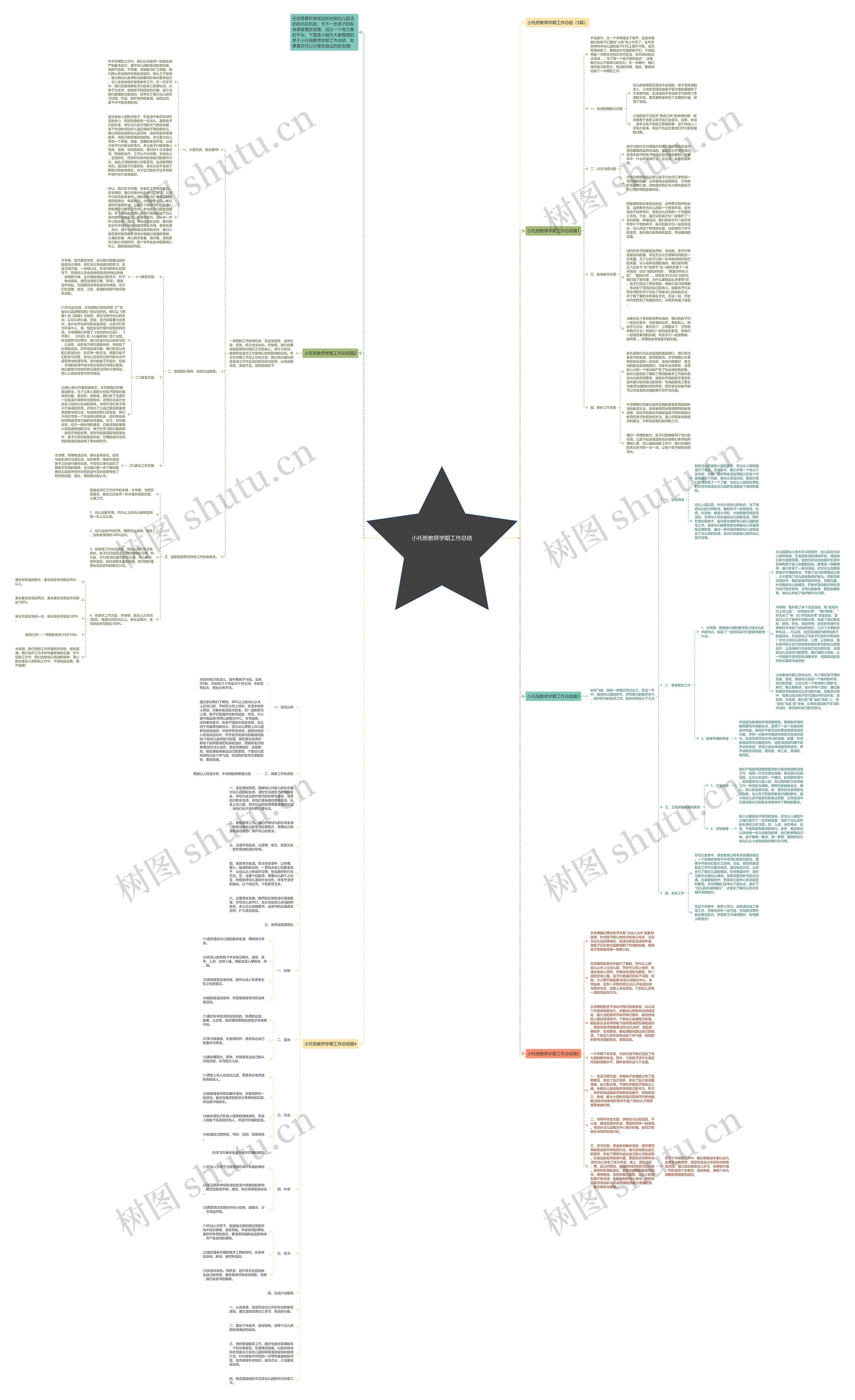 小托班教师学期工作总结思维导图