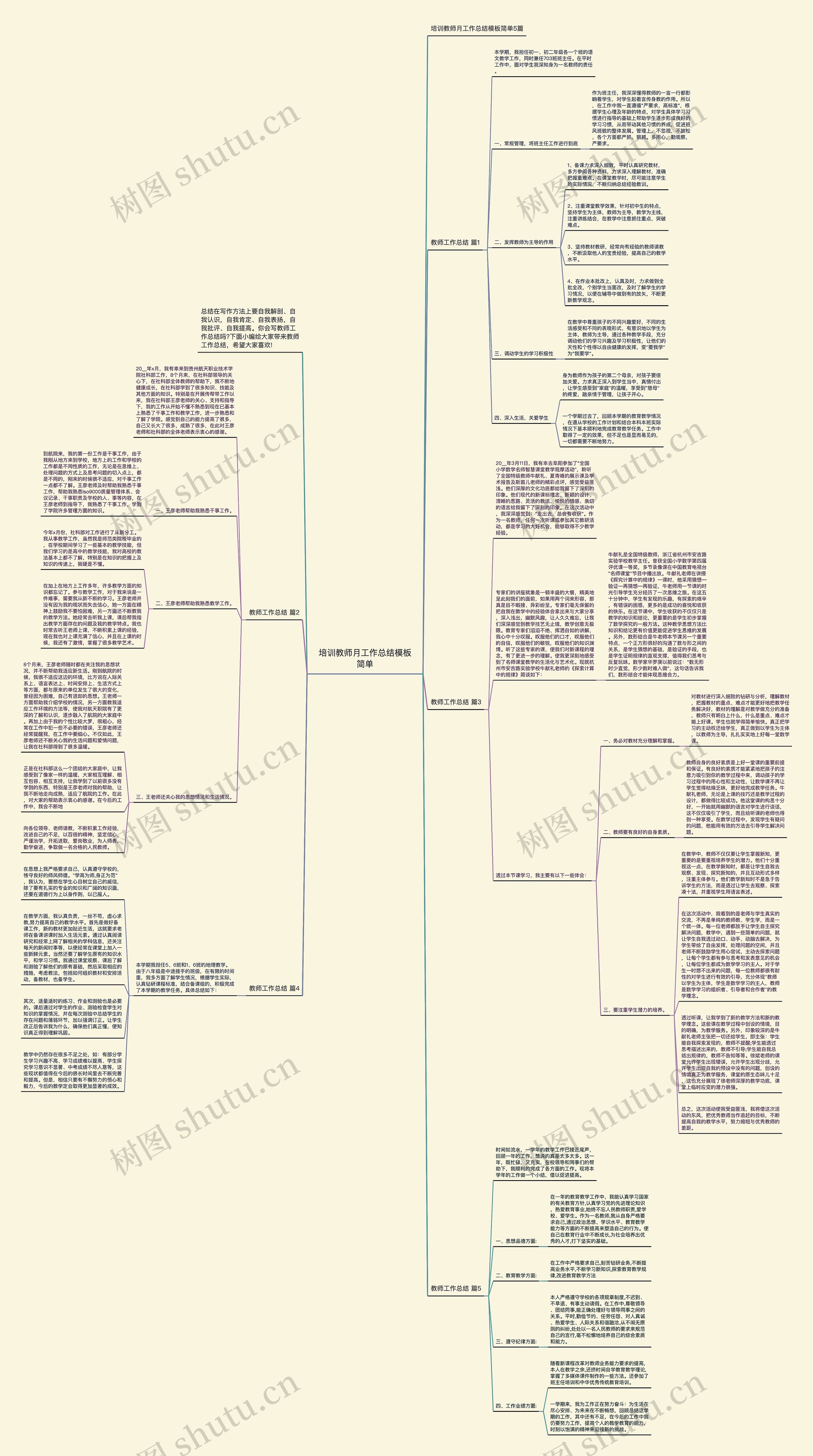 培训教师月工作总结简单思维导图