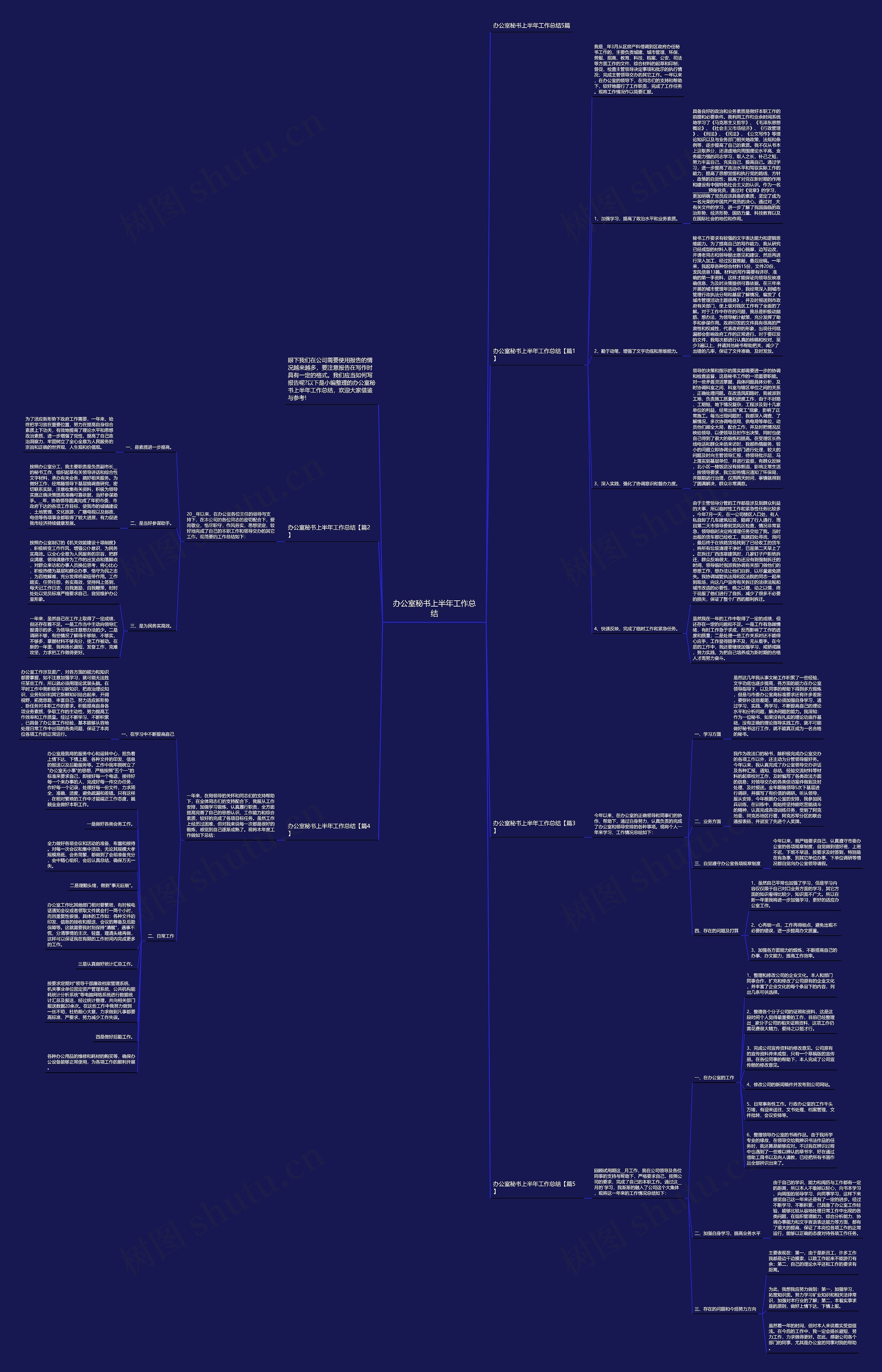 办公室秘书上半年工作总结思维导图