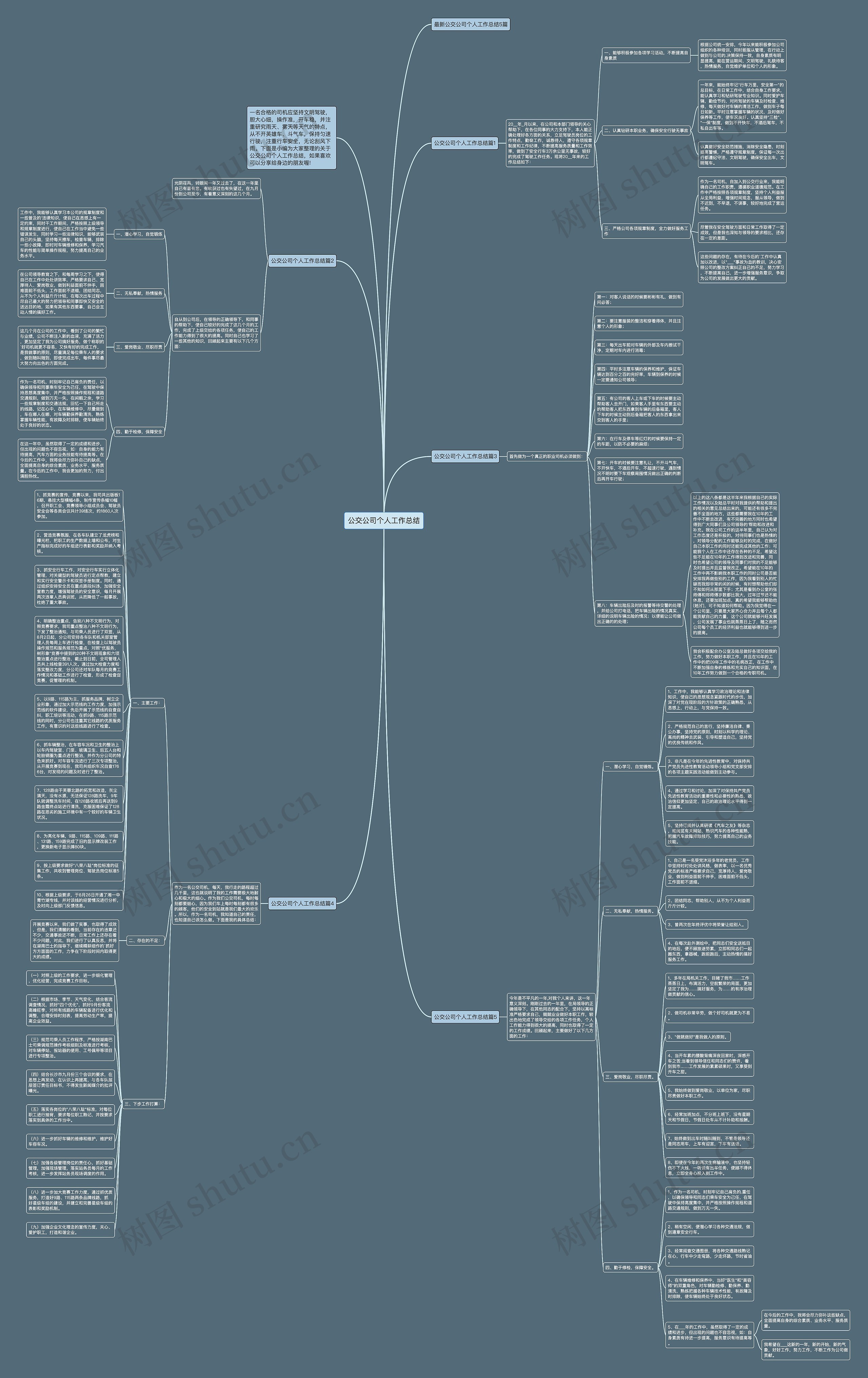 公交公司个人工作总结思维导图
