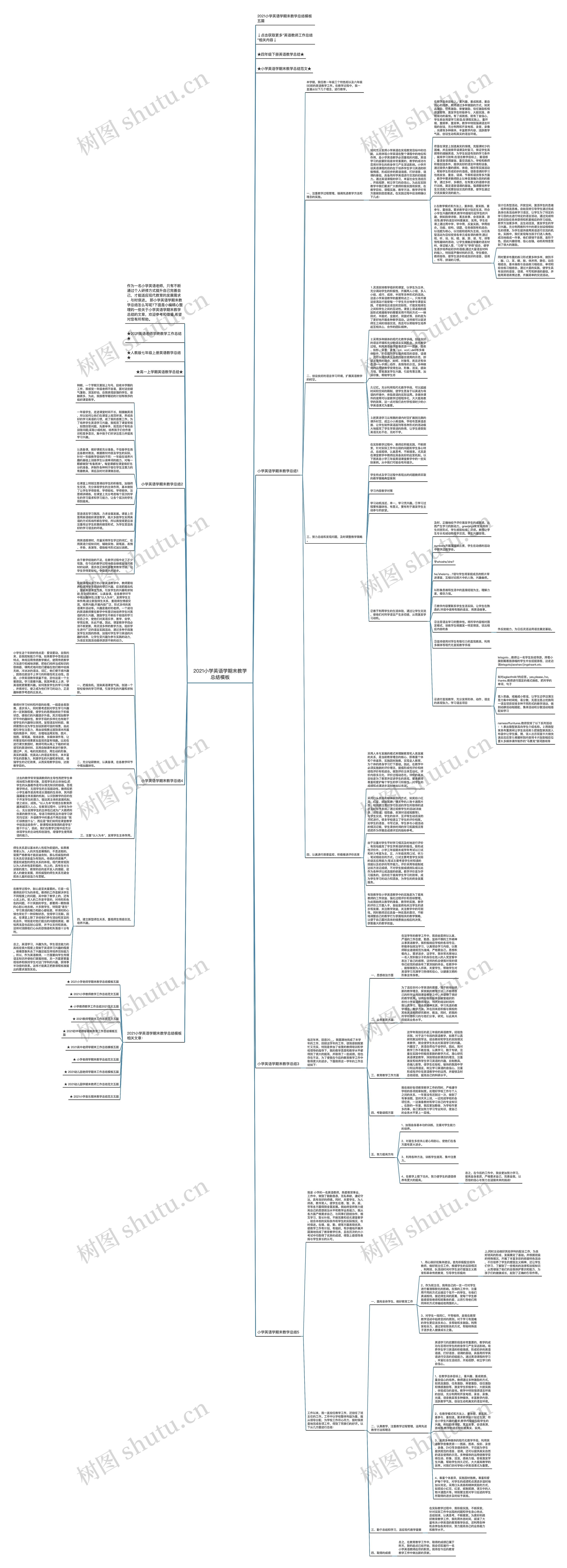 2021小学英语学期末教学总结思维导图