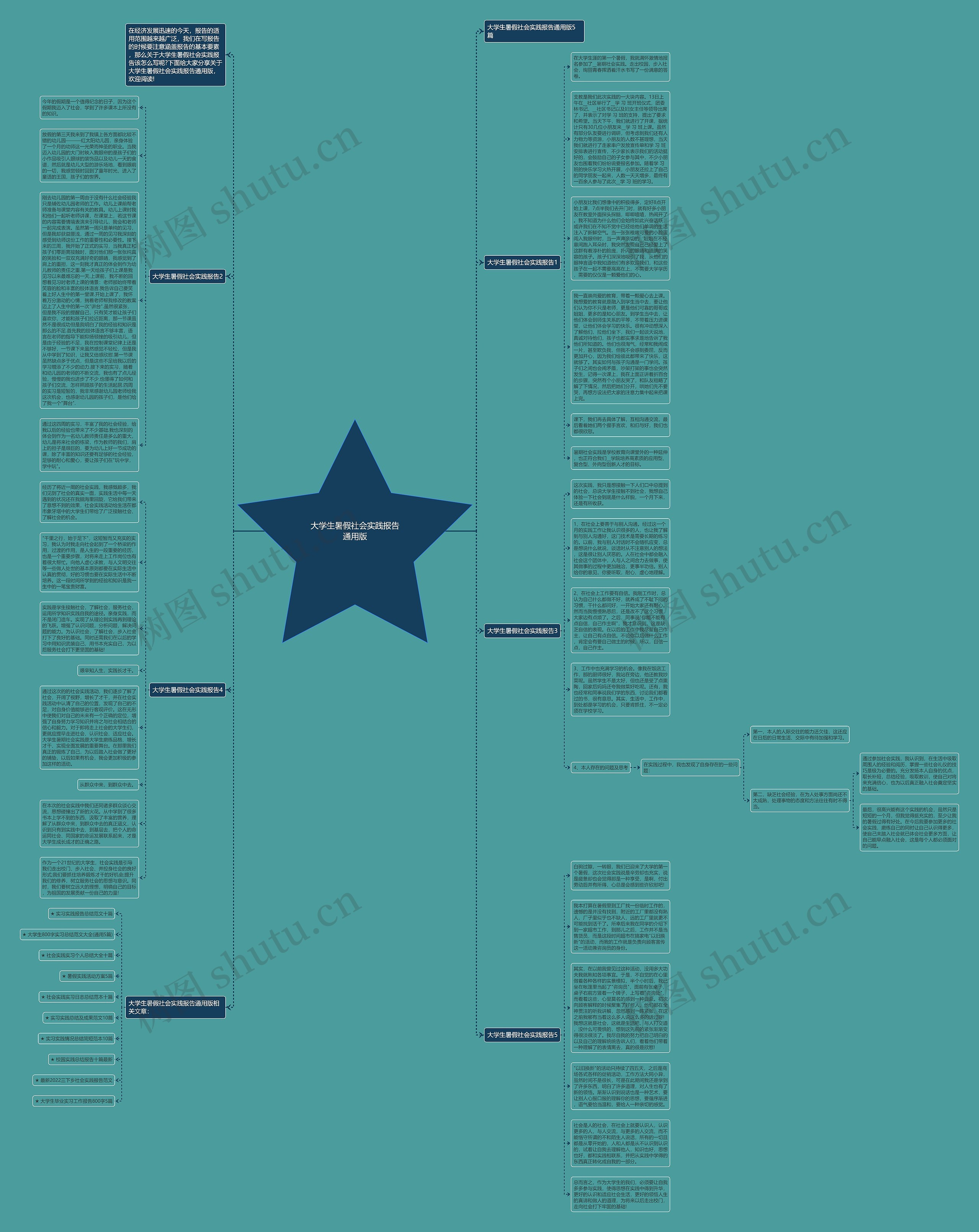 大学生暑假社会实践报告通用版思维导图