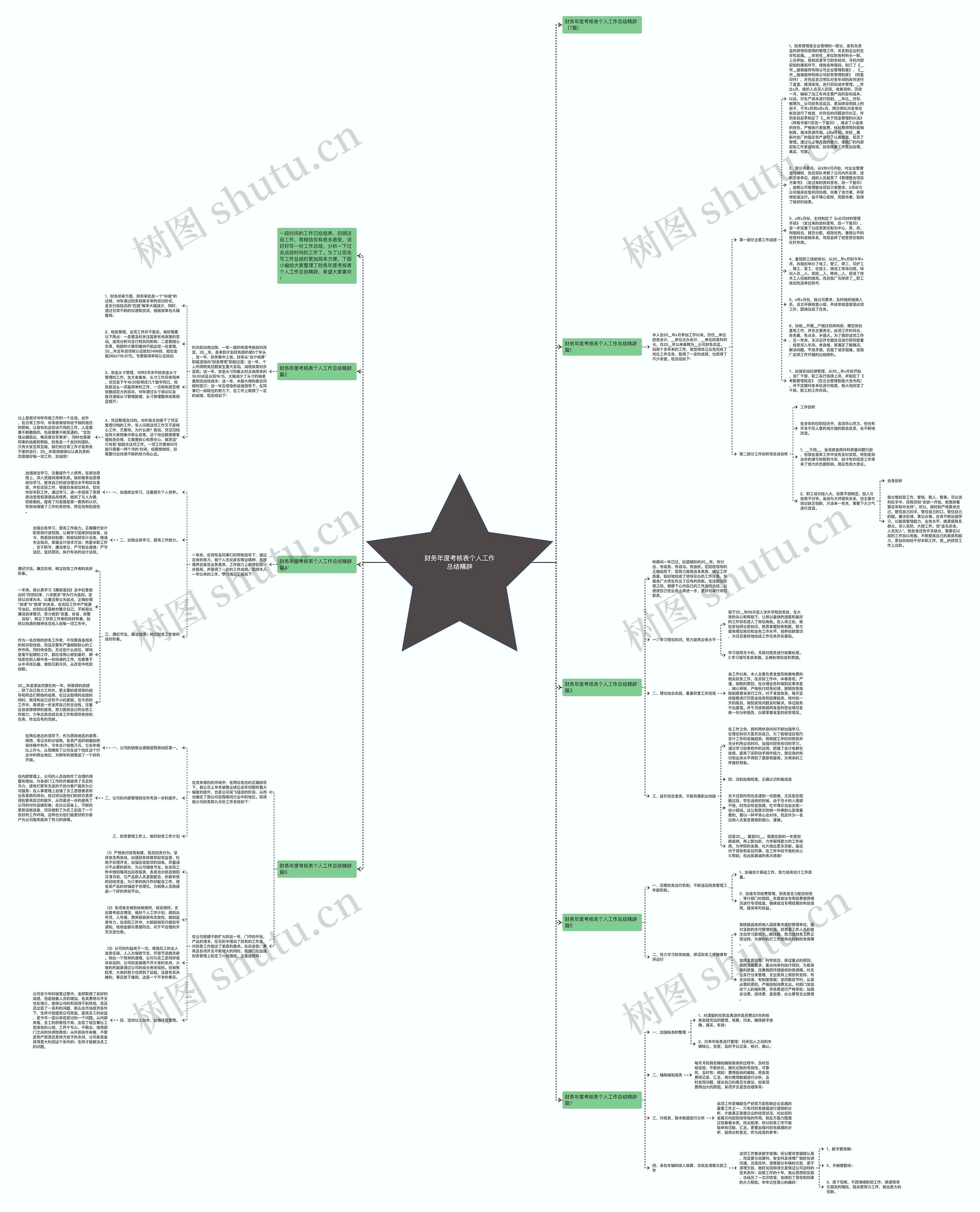 财务年度考核表个人工作总结精辟思维导图