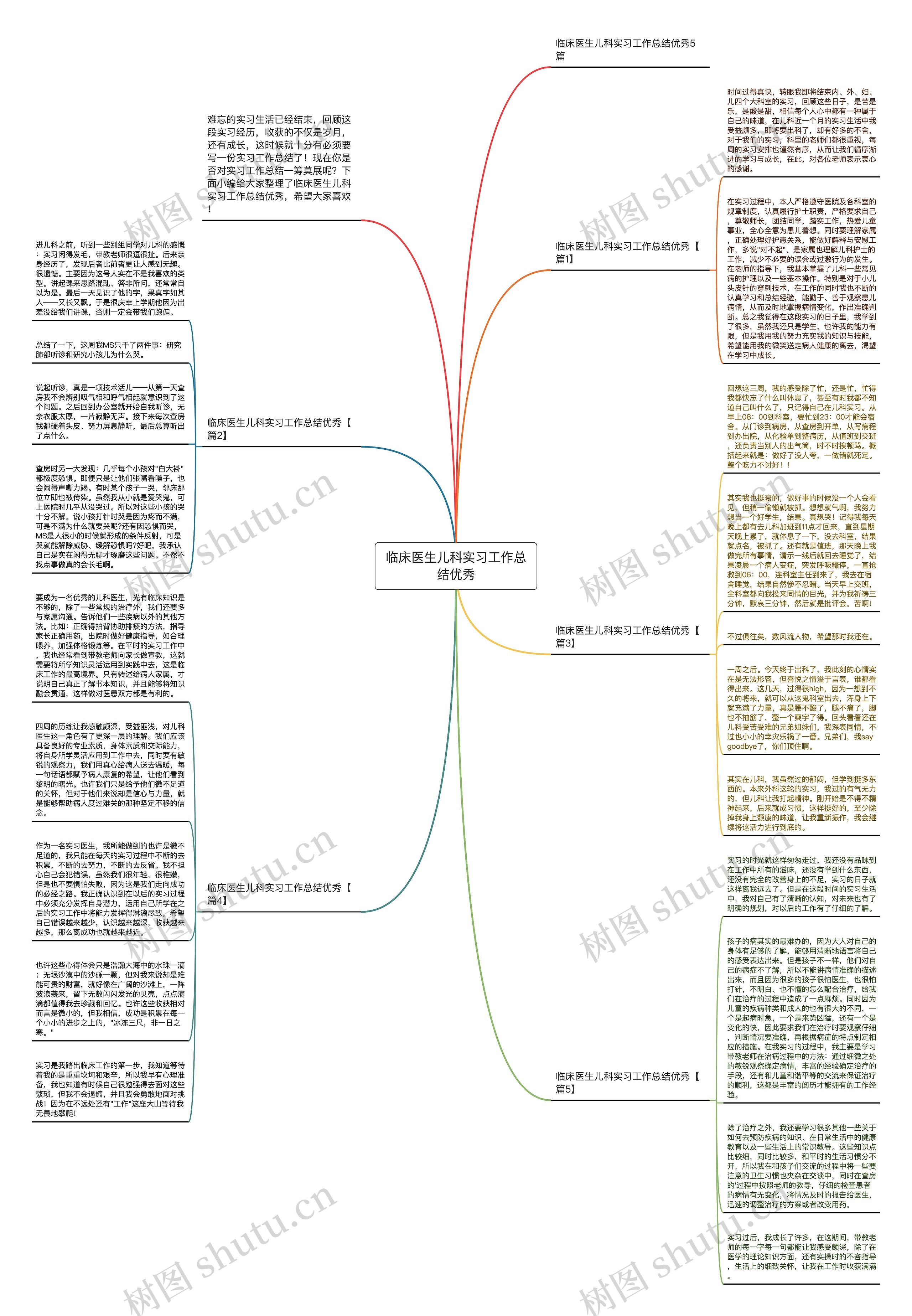 临床医生儿科实习工作总结优秀思维导图