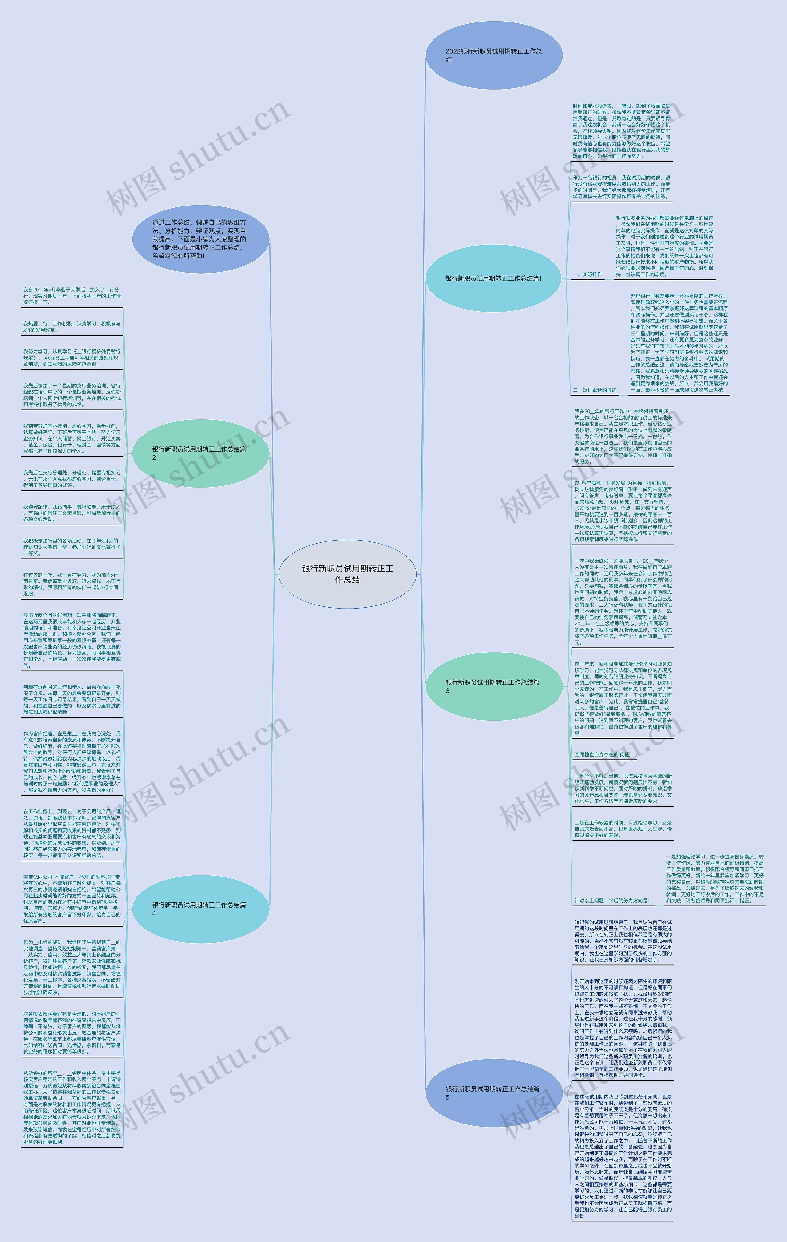 银行新职员试用期转正工作总结思维导图