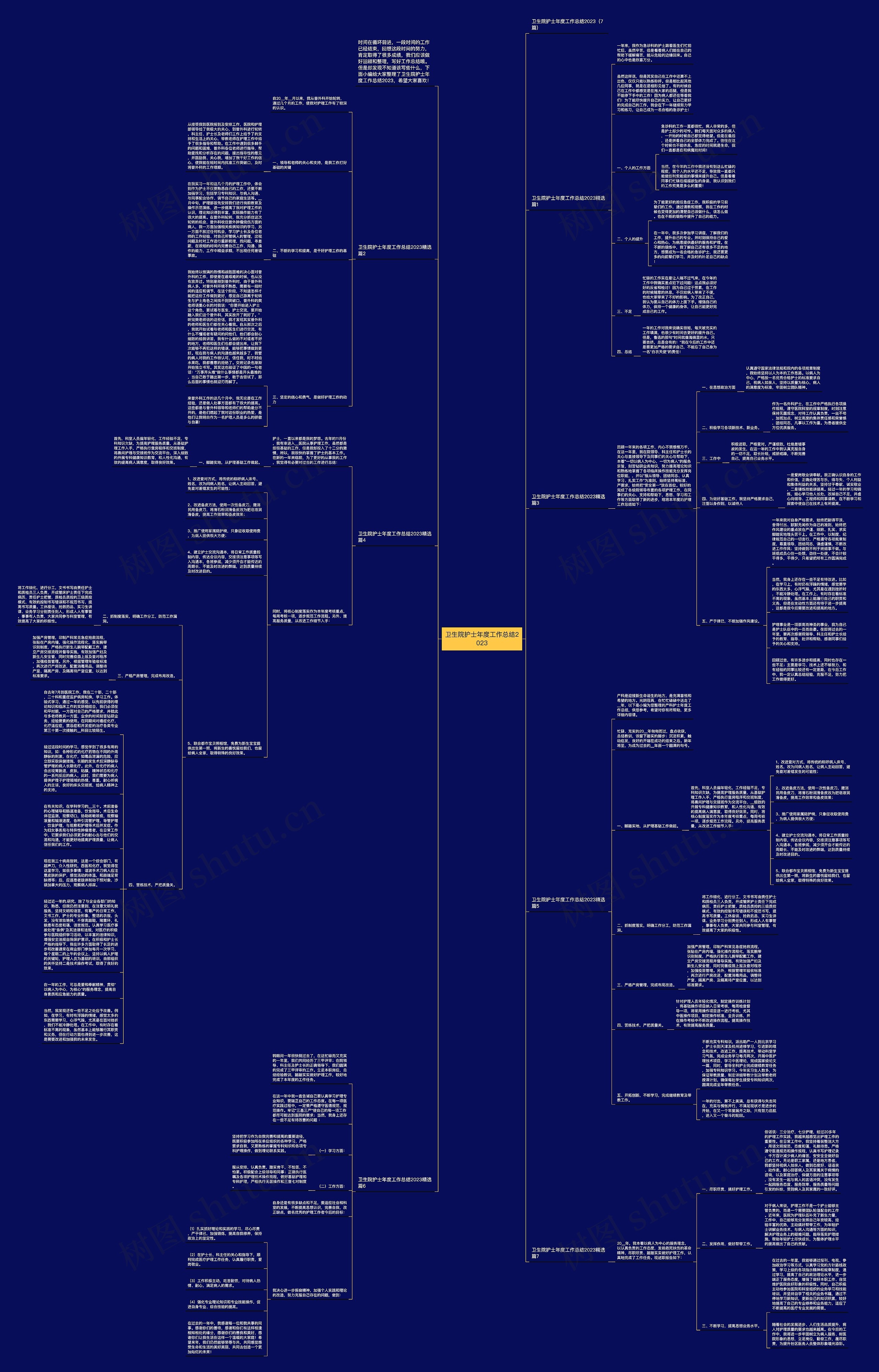 卫生院护士年度工作总结2023思维导图