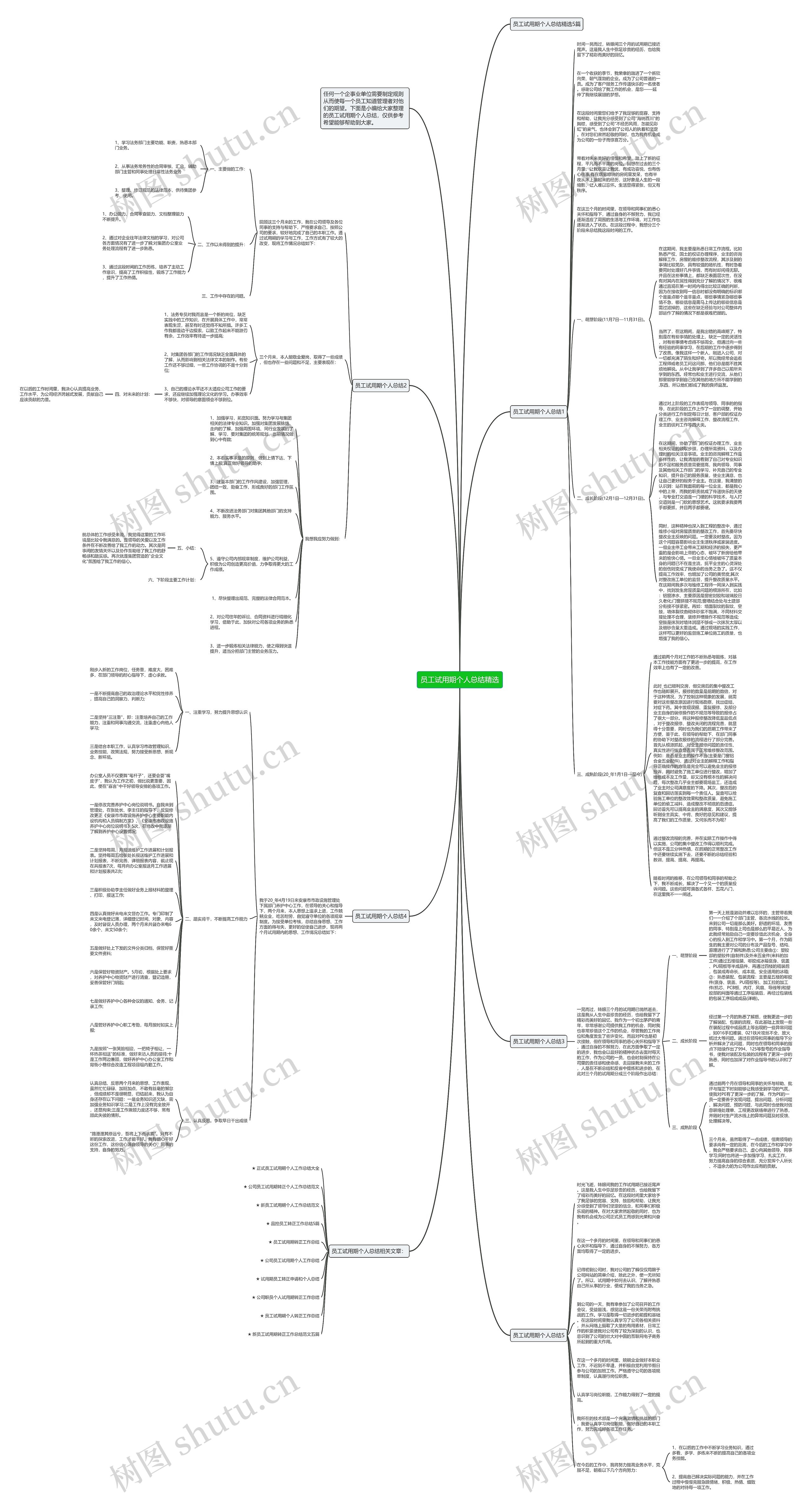 员工试用期个人总结精选思维导图