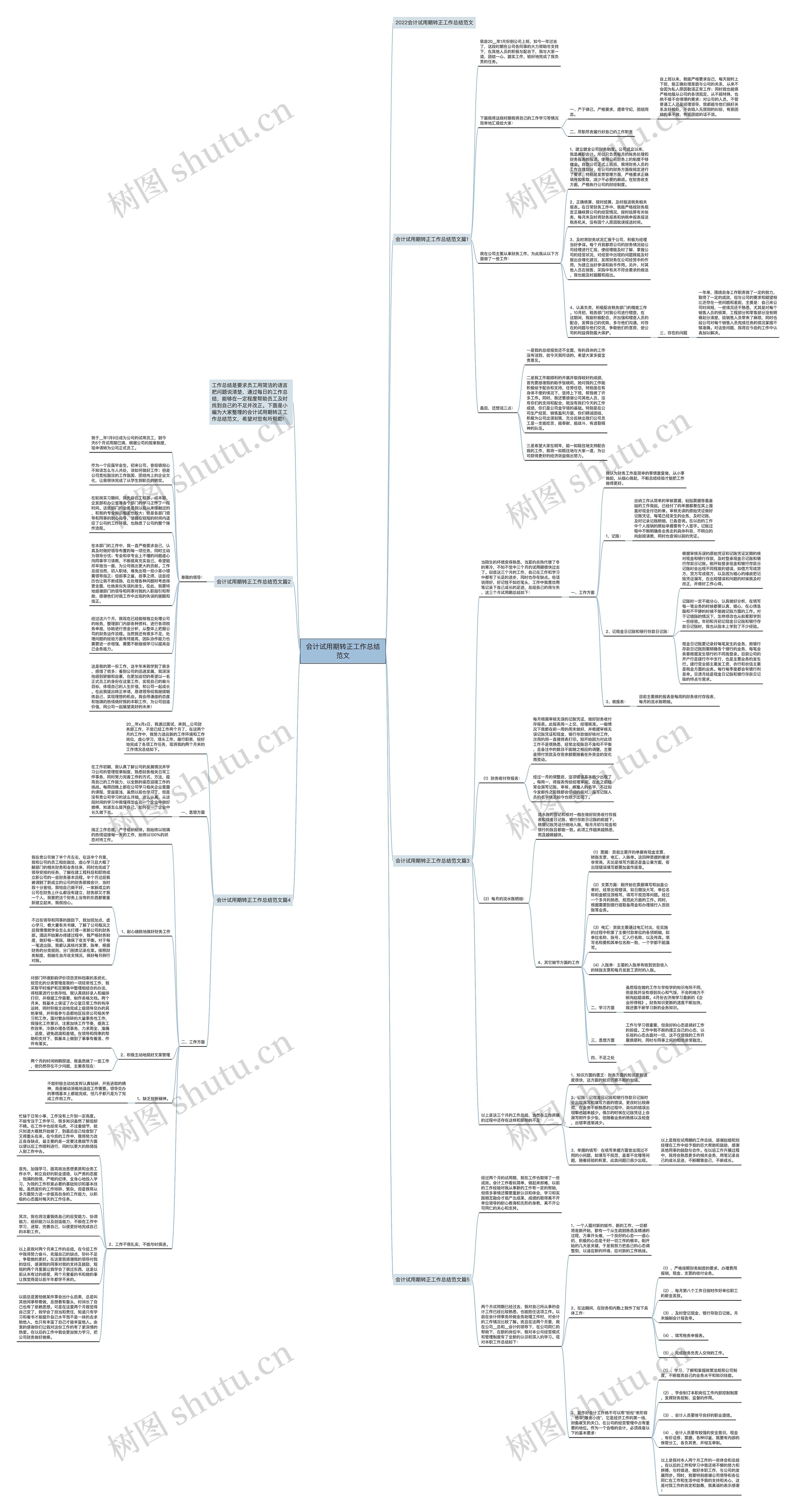 会计试用期转正工作总结范文思维导图