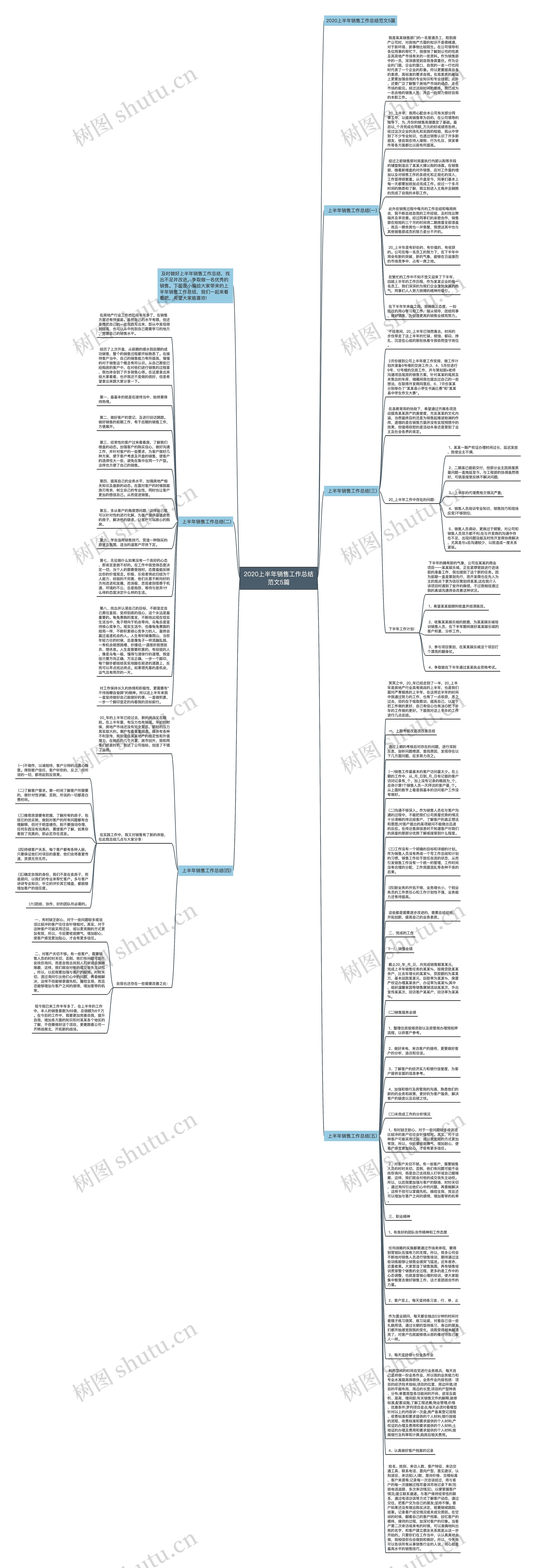 2020上半年销售工作总结范文5篇思维导图