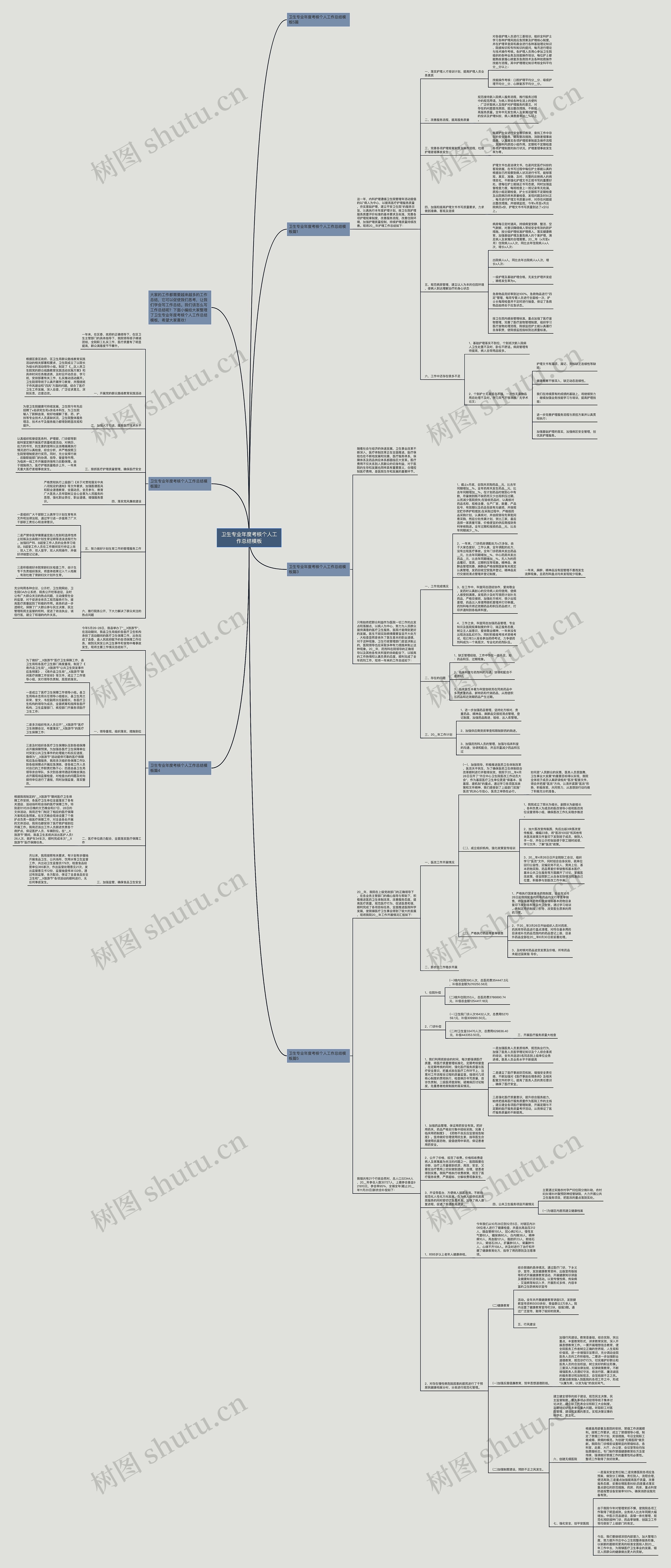 卫生专业年度考核个人工作总结思维导图