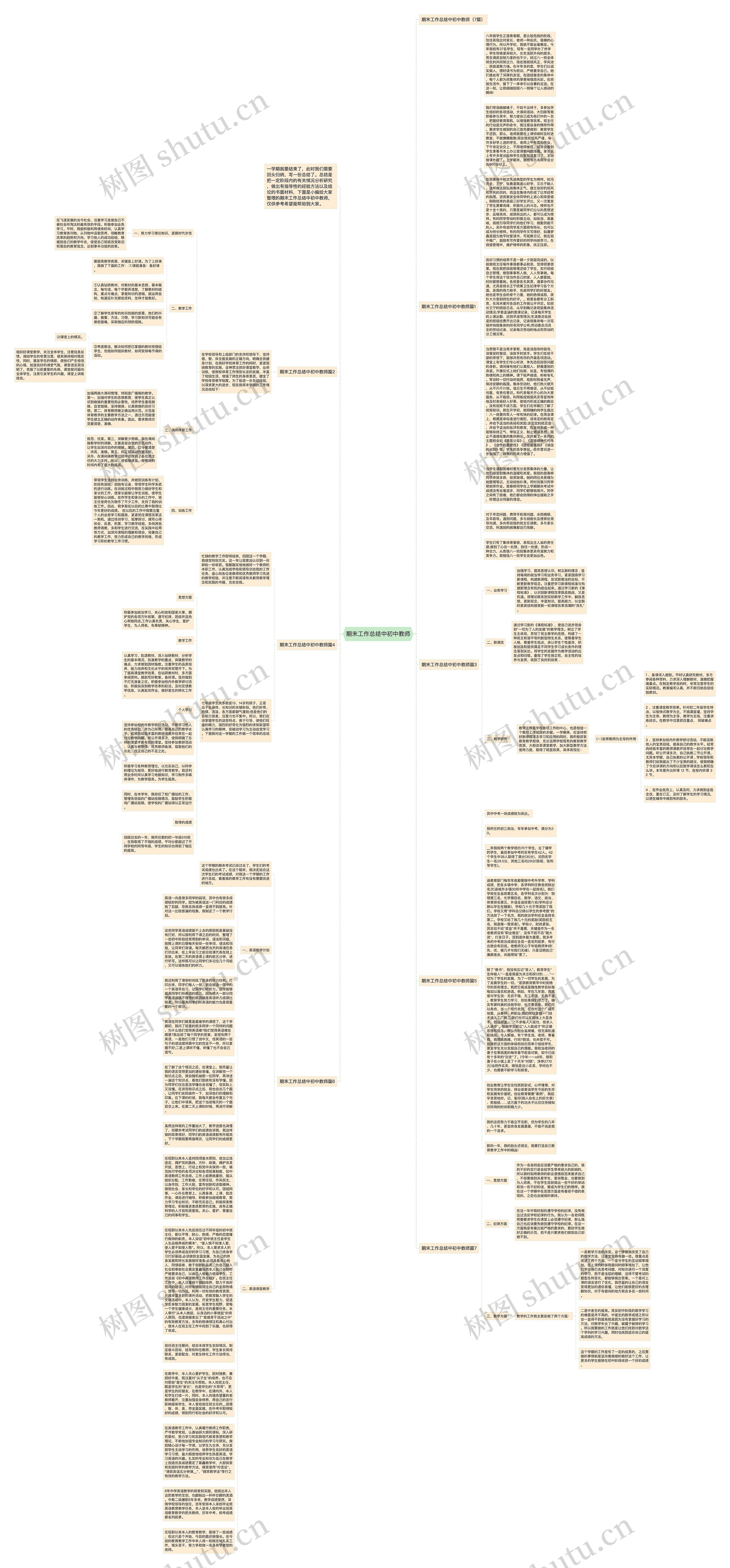 期末工作总结中初中教师思维导图