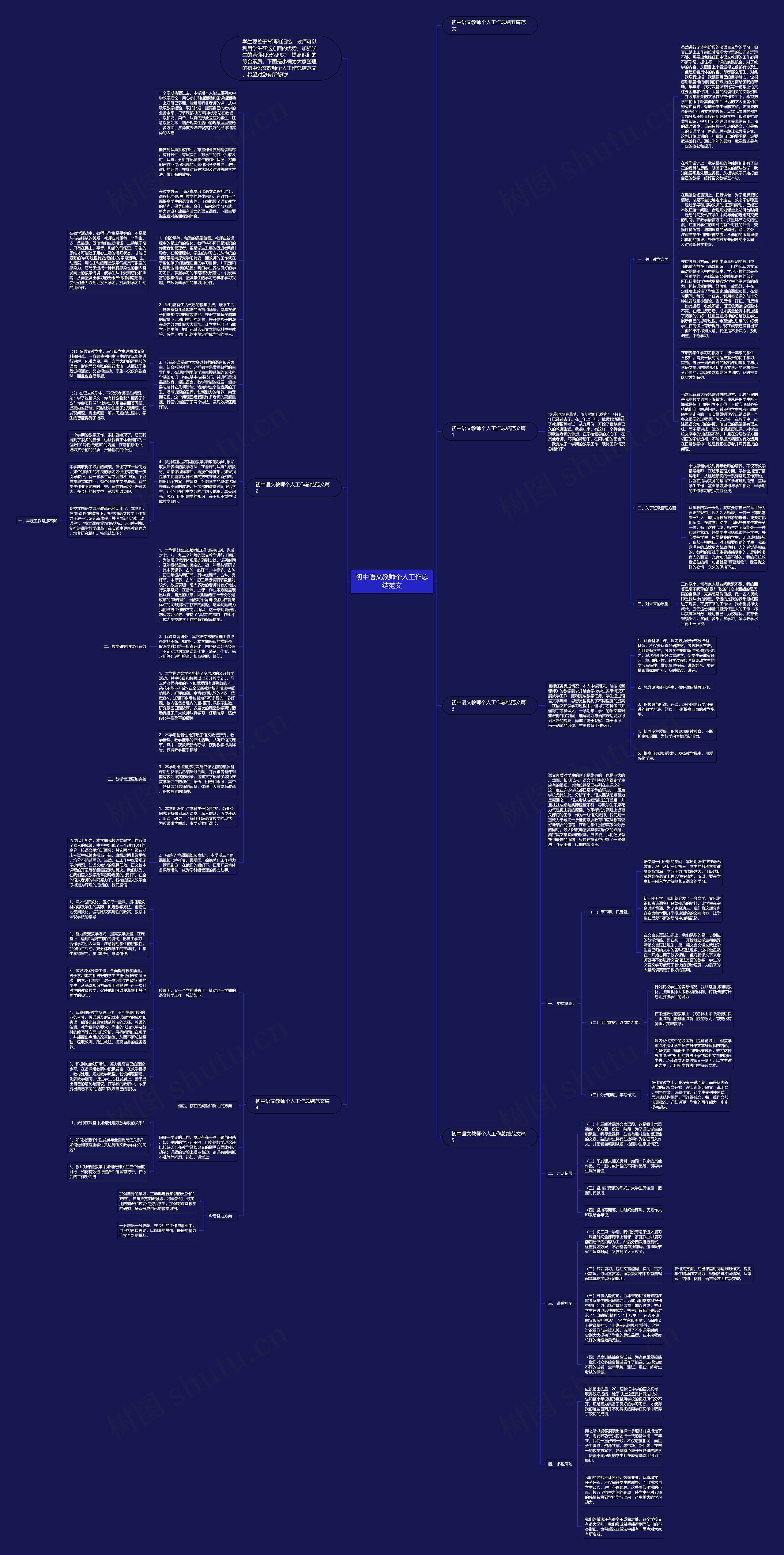 初中语文教师个人工作总结范文思维导图