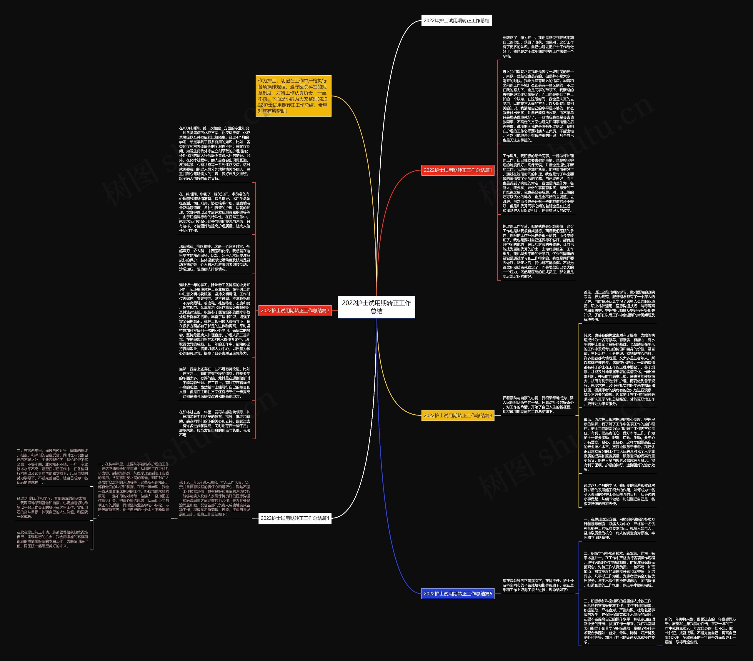 2022护士试用期转正工作总结思维导图