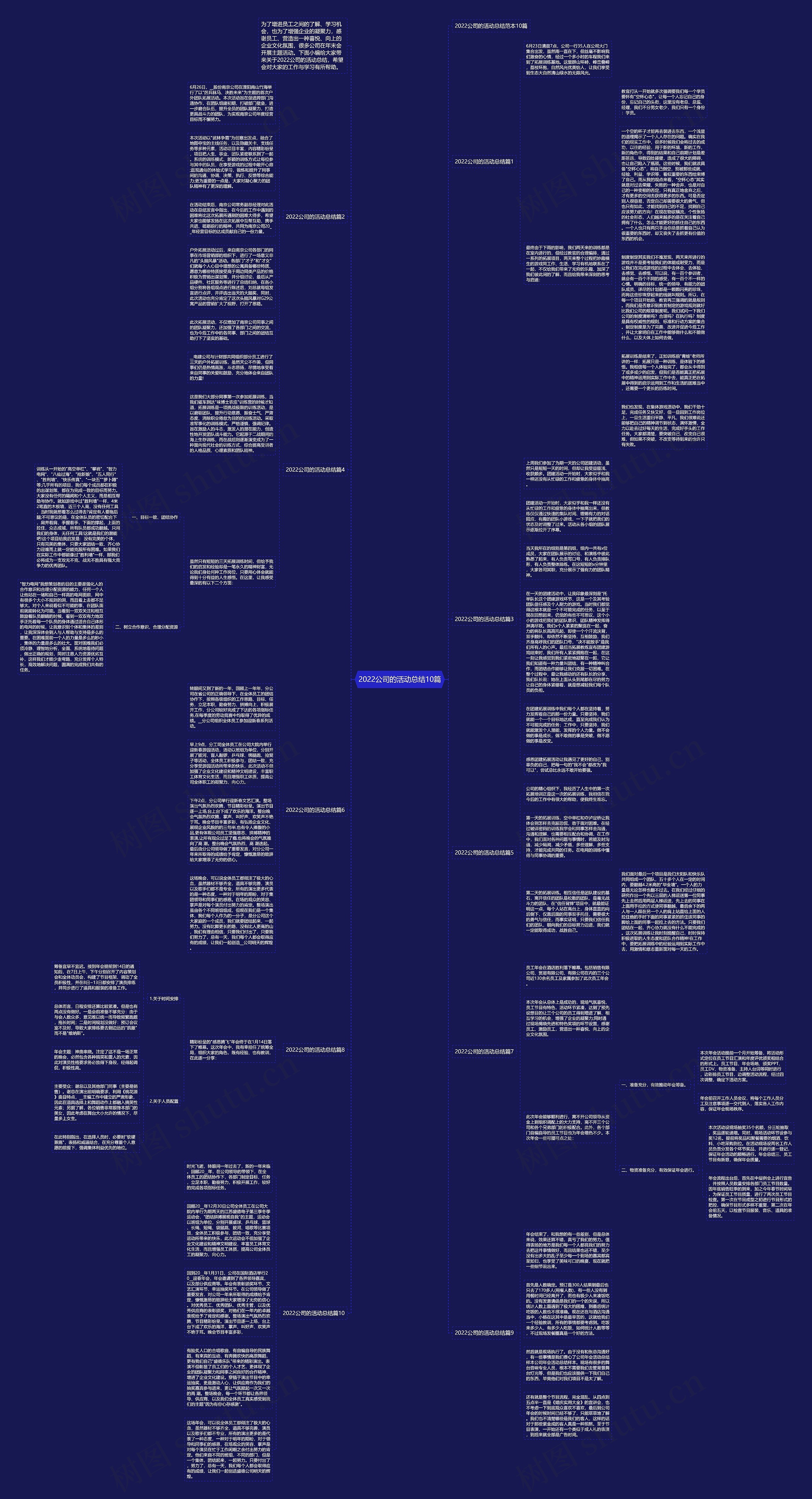 2022公司的活动总结10篇思维导图