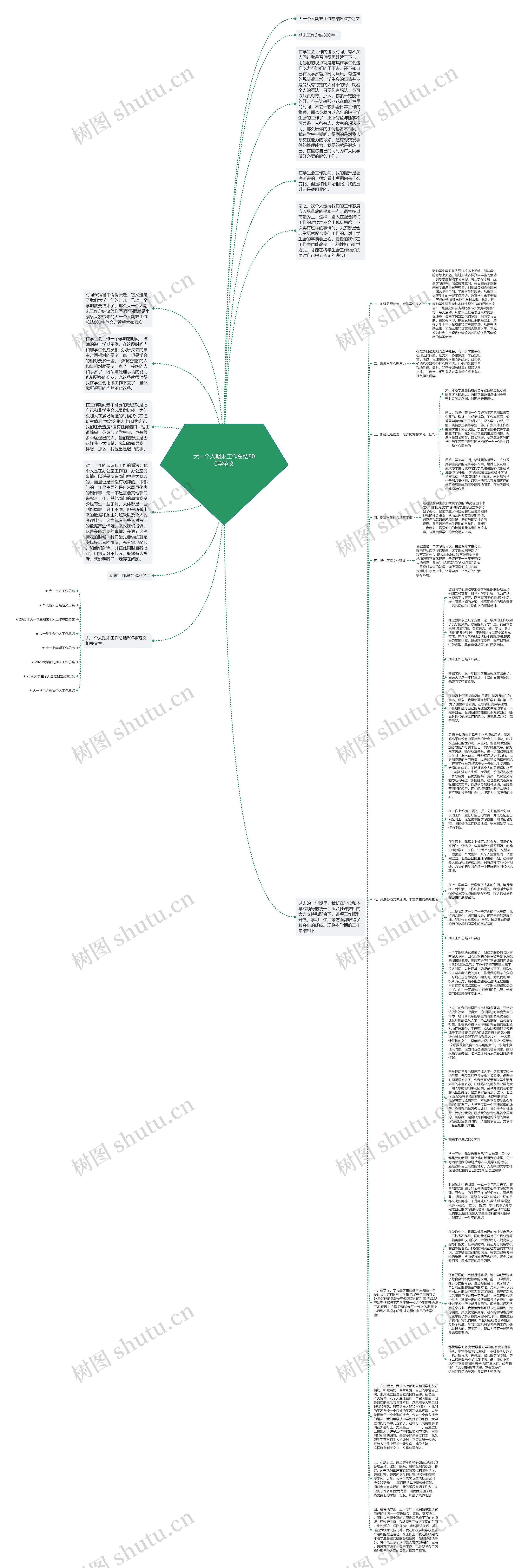 大一个人期末工作总结800字范文思维导图