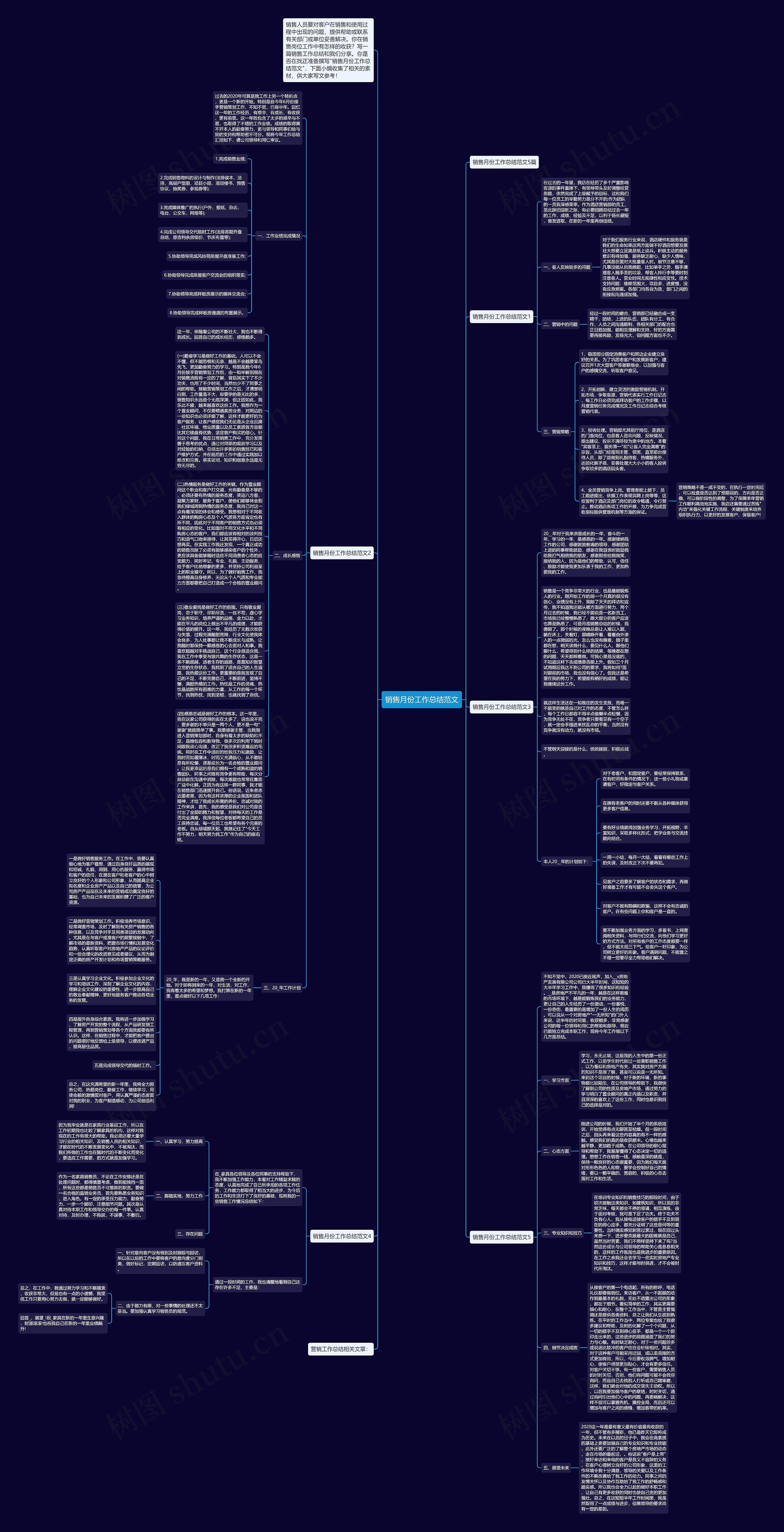 销售月份工作总结范文思维导图