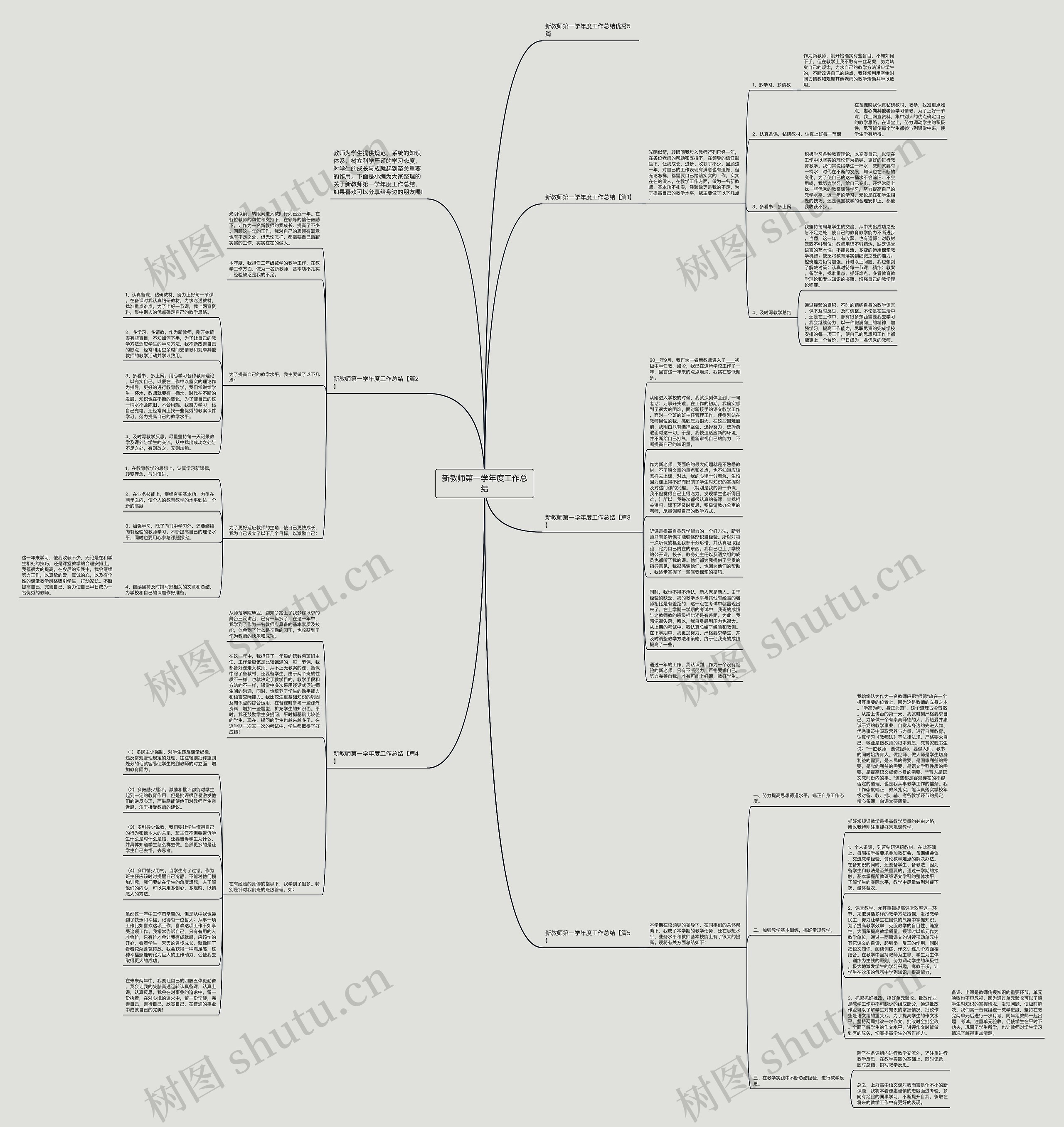 新教师第一学年度工作总结思维导图