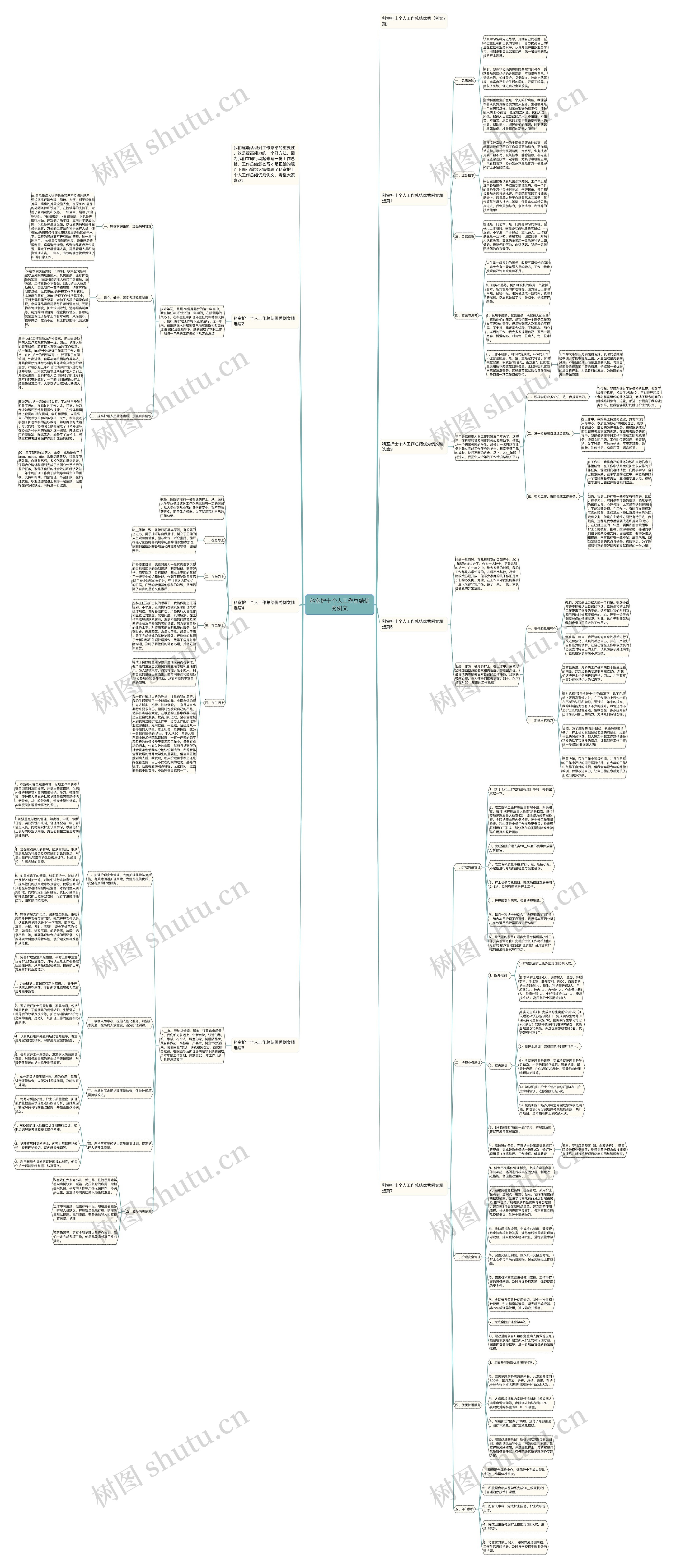 科室护士个人工作总结优秀例文思维导图