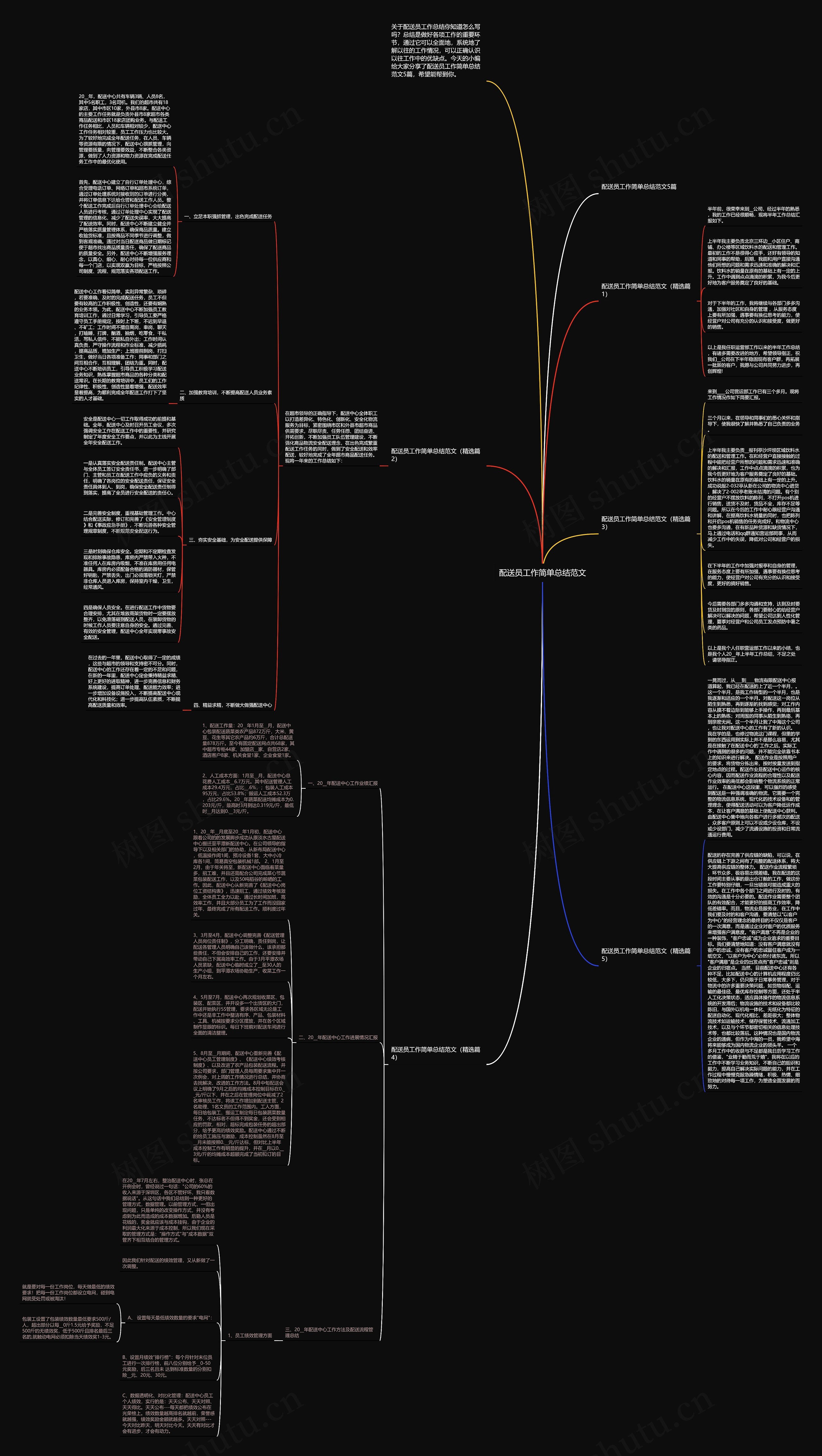 配送员工作简单总结范文思维导图