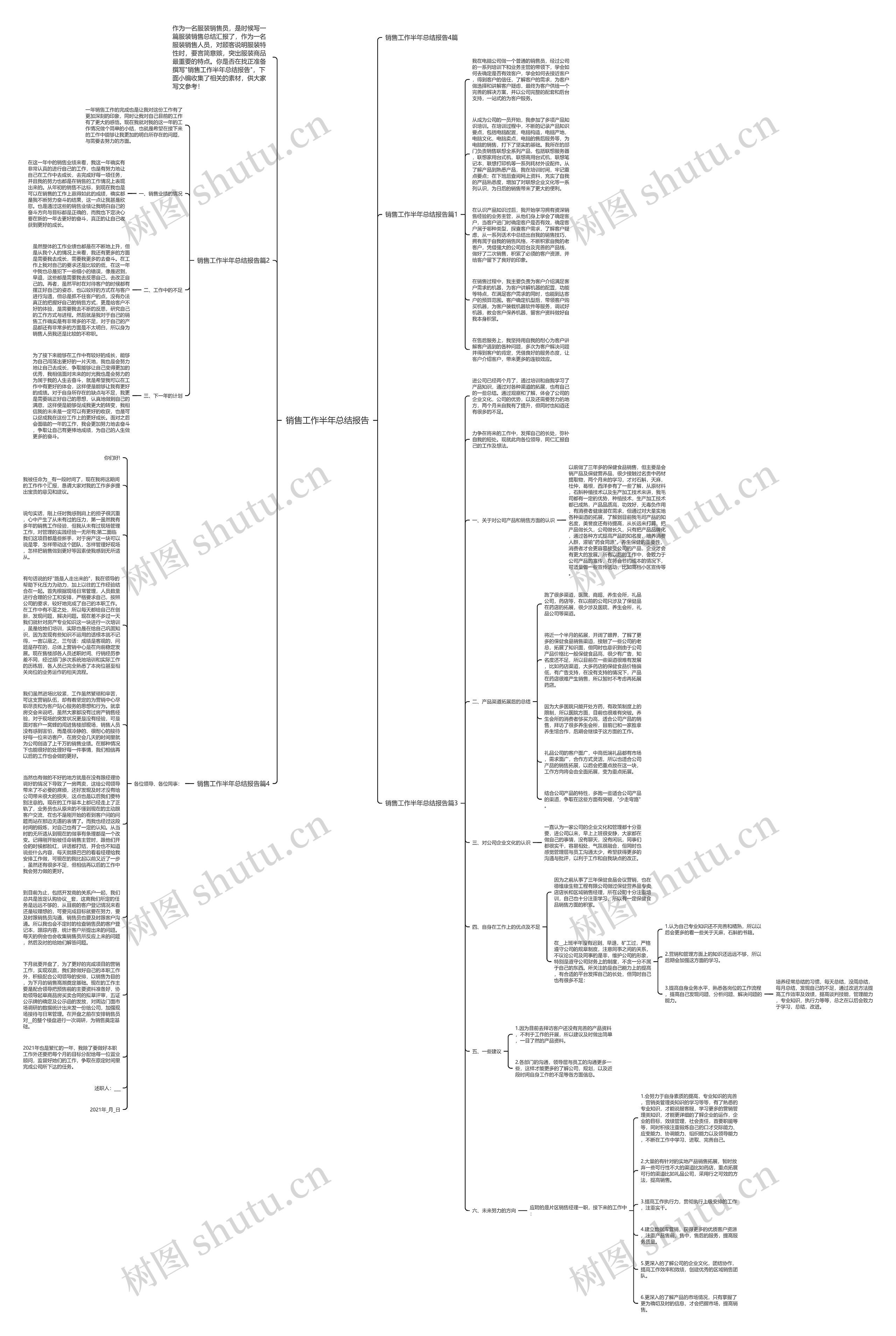 销售工作半年总结报告思维导图