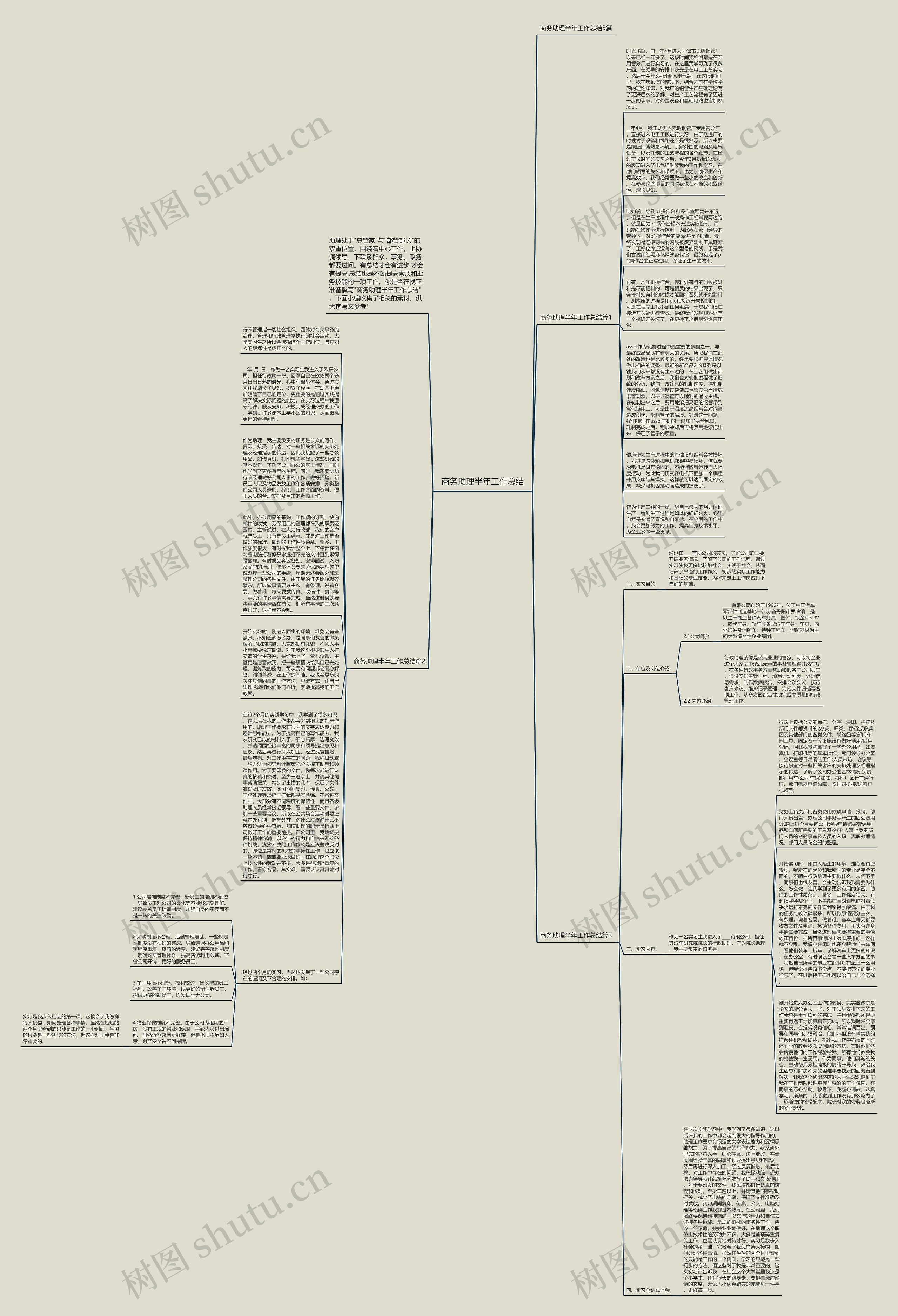 商务助理半年工作总结思维导图