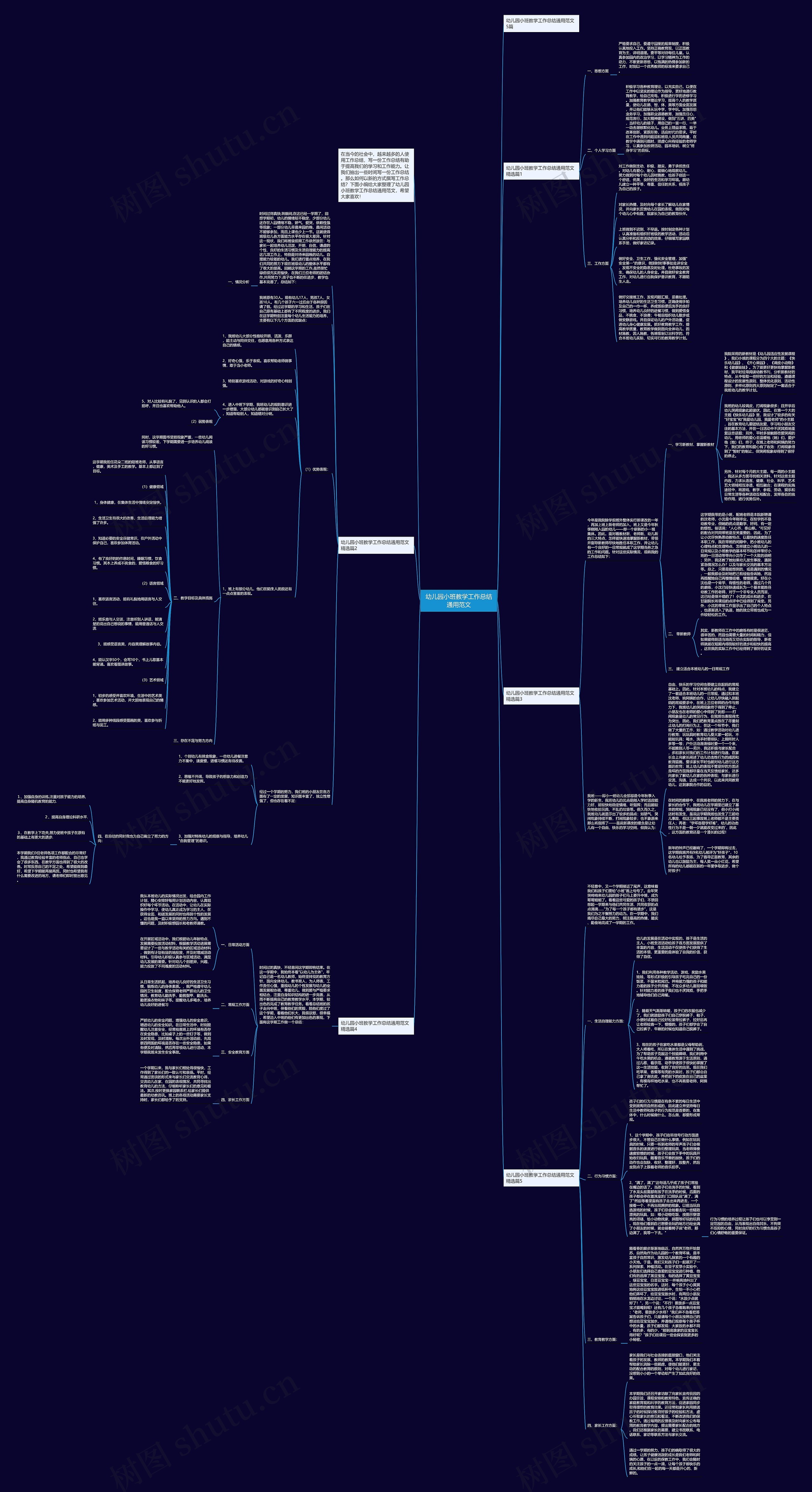 幼儿园小班教学工作总结通用范文思维导图