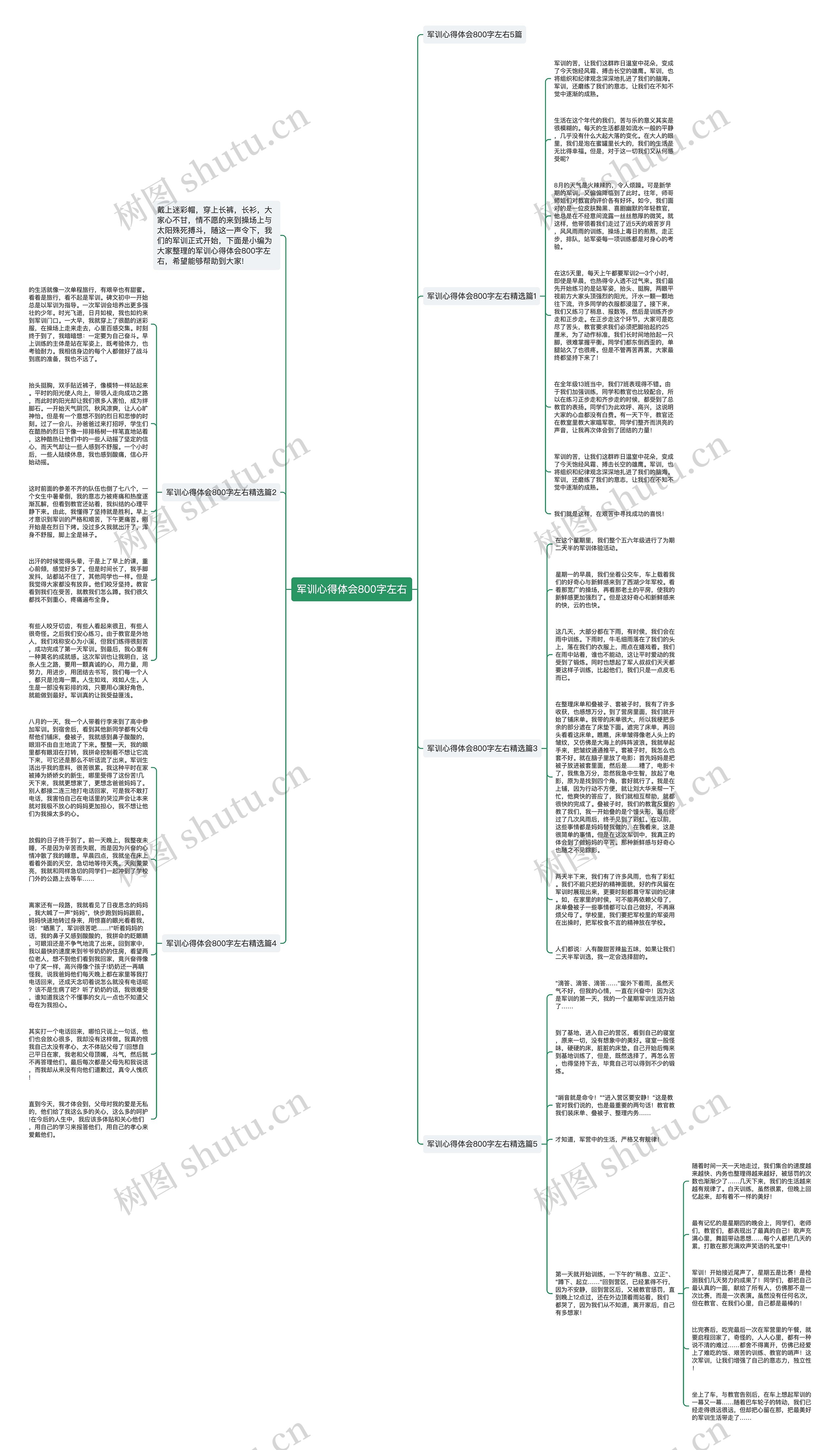 军训心得体会800字左右思维导图