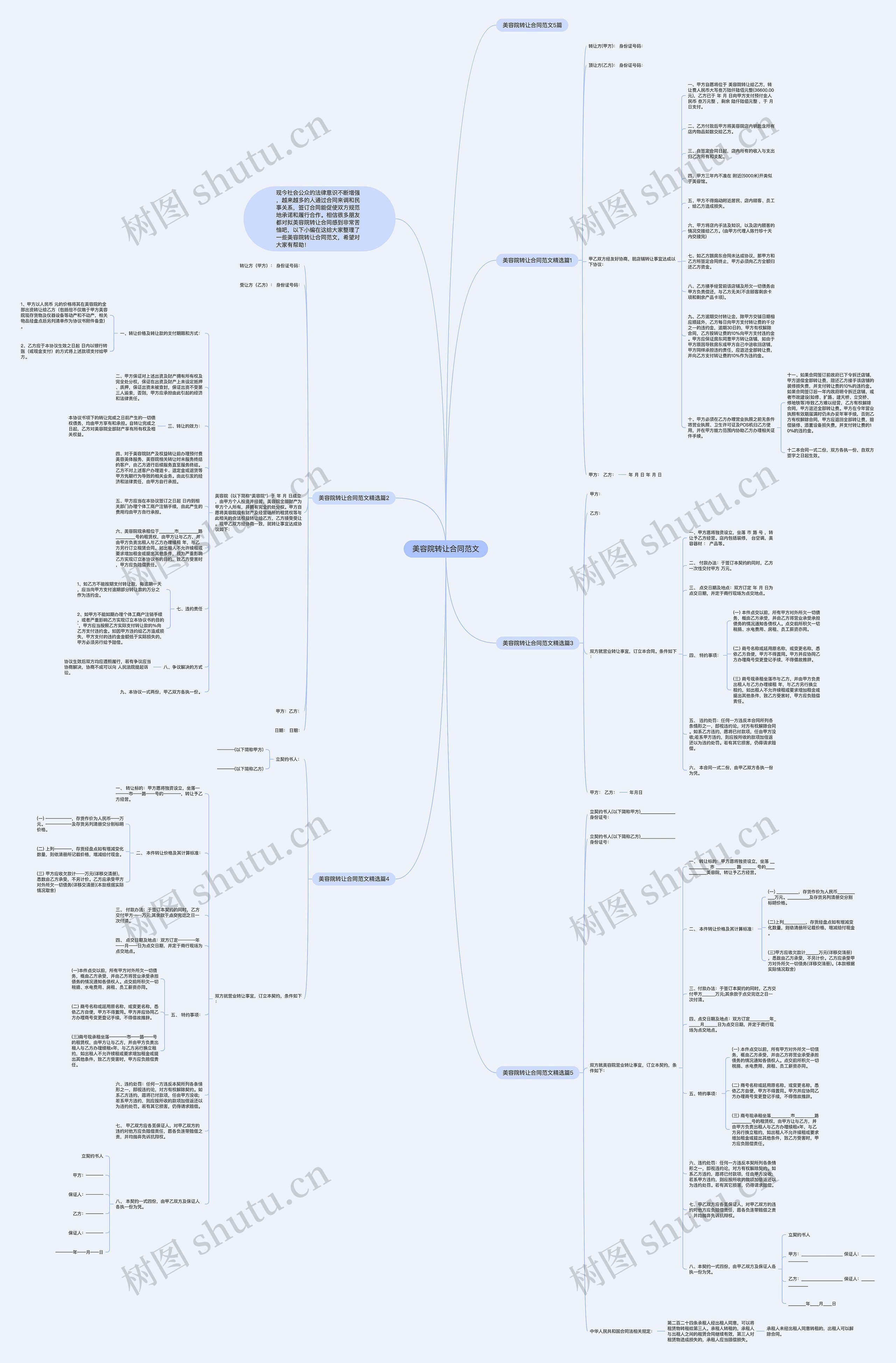 美容院转让合同范文思维导图