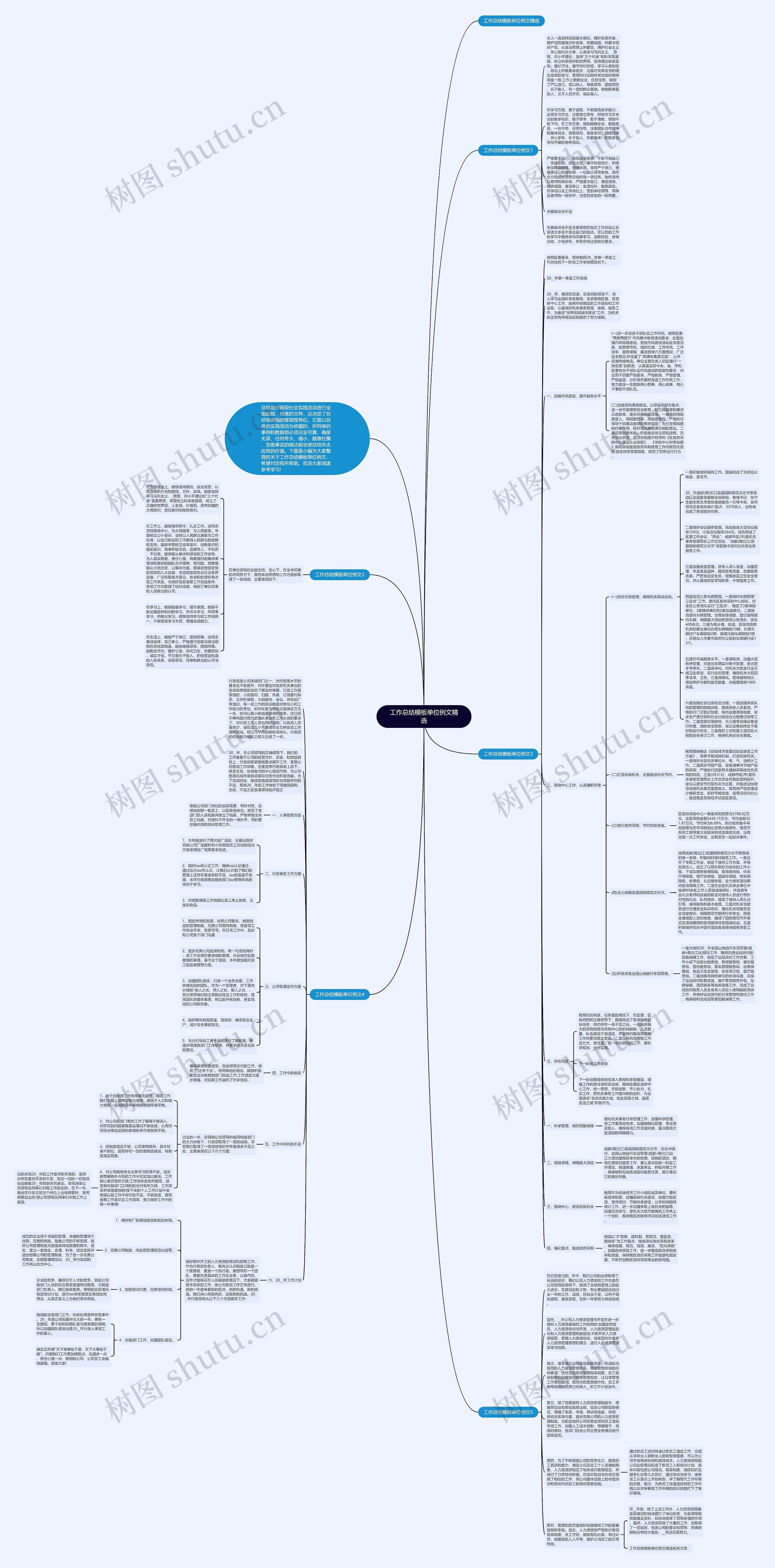 工作总结单位例文精选思维导图