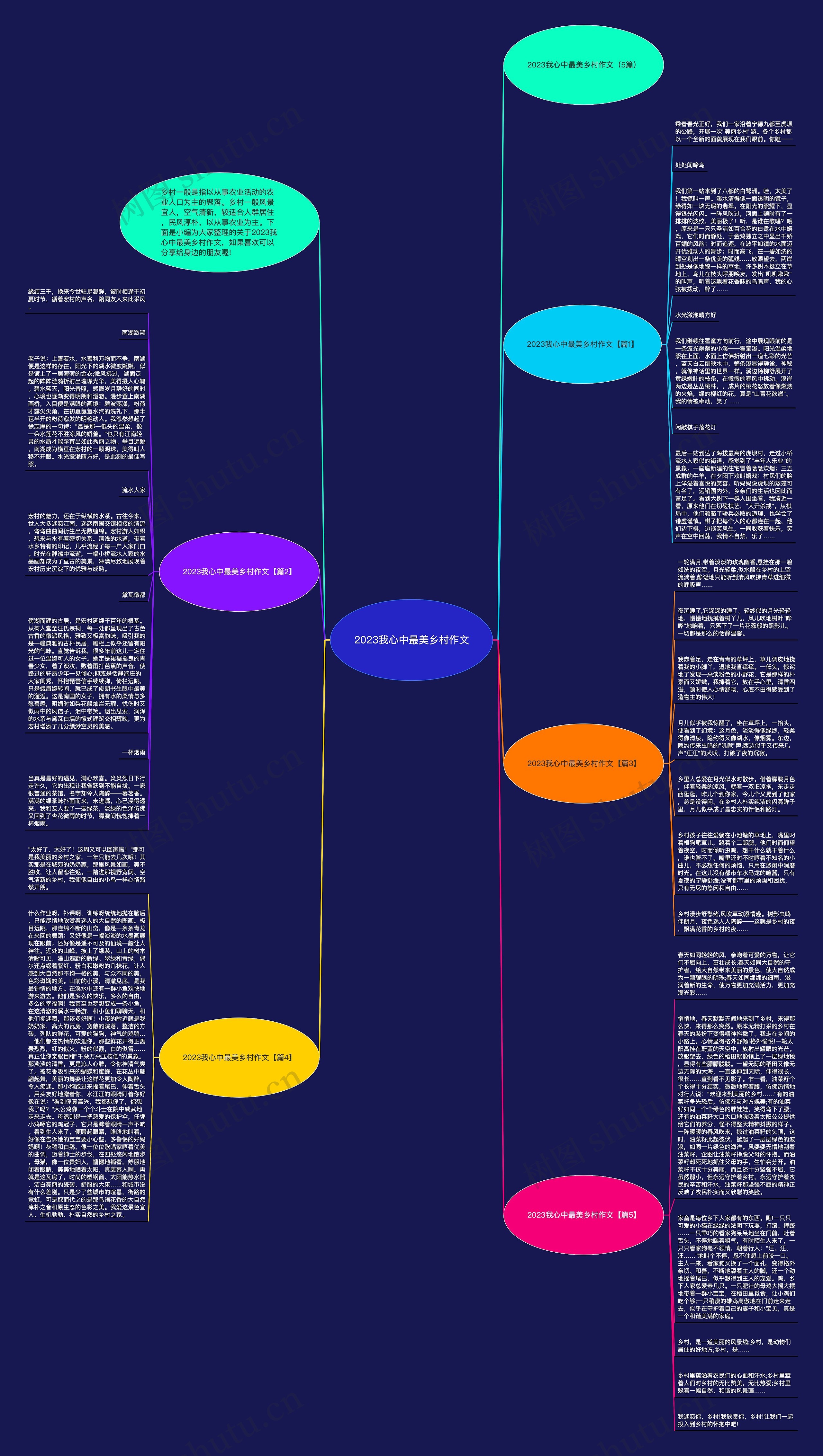2023我心中最美乡村作文思维导图