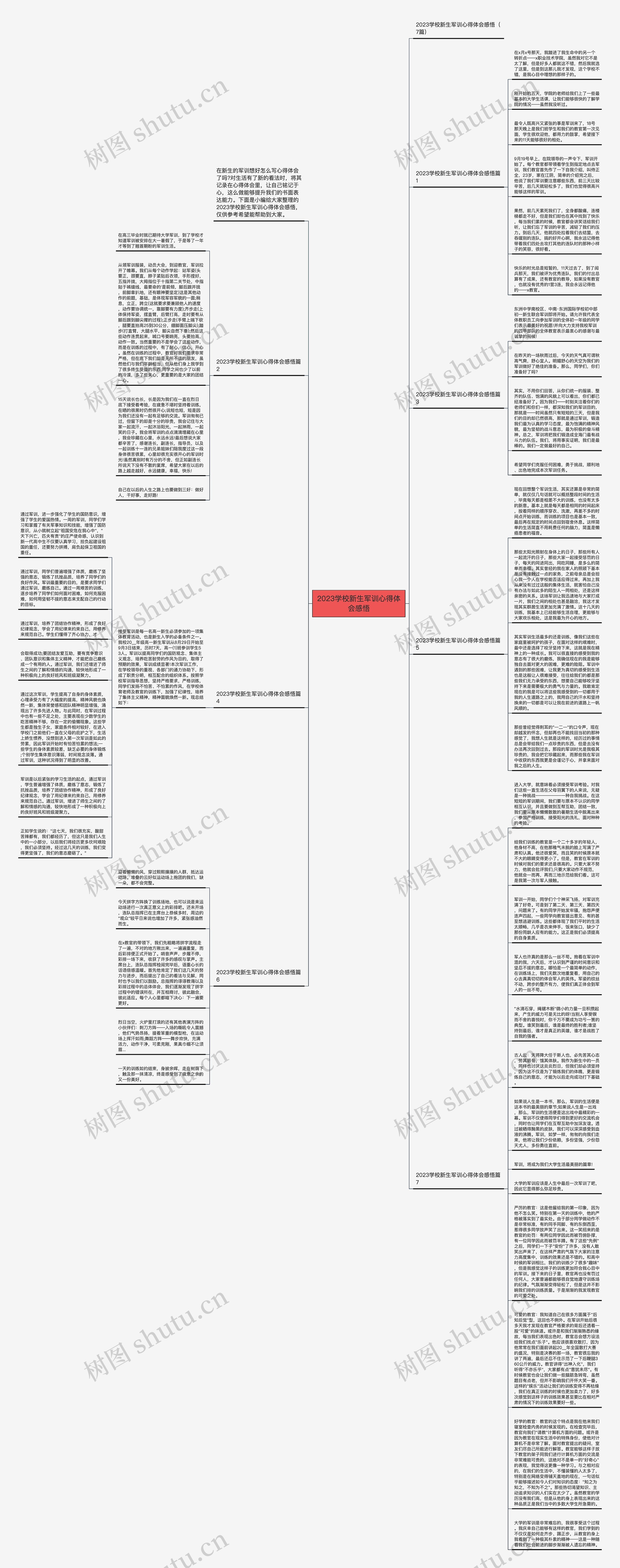 2023学校新生军训心得体会感悟思维导图