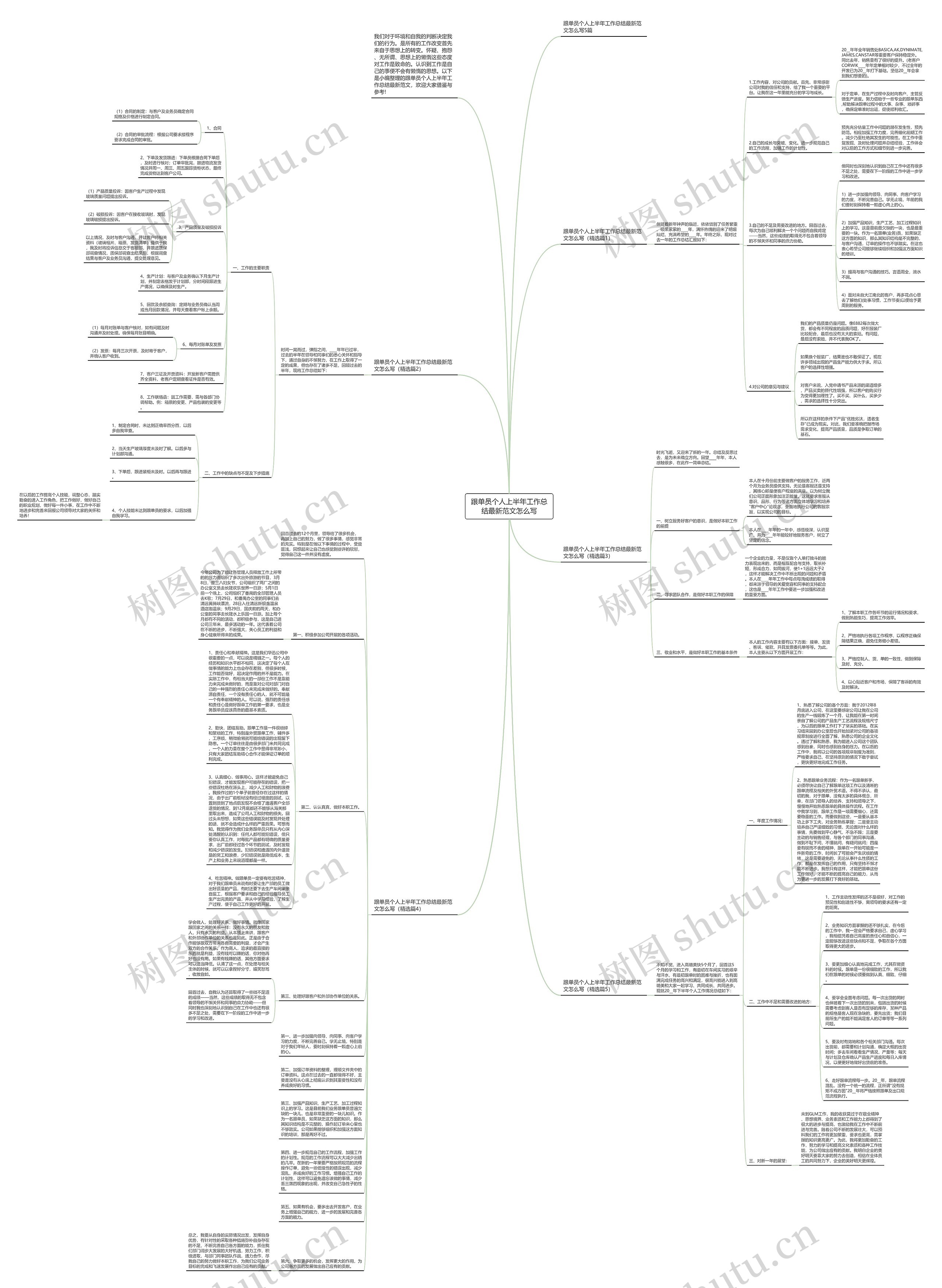 跟单员个人上半年工作总结最新范文怎么写思维导图