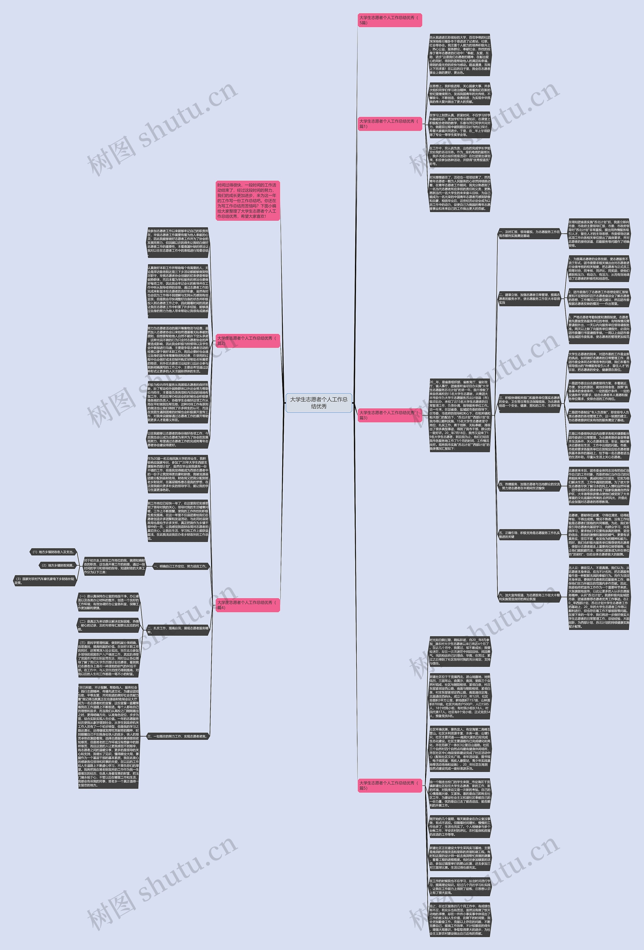 大学生志愿者个人工作总结优秀思维导图