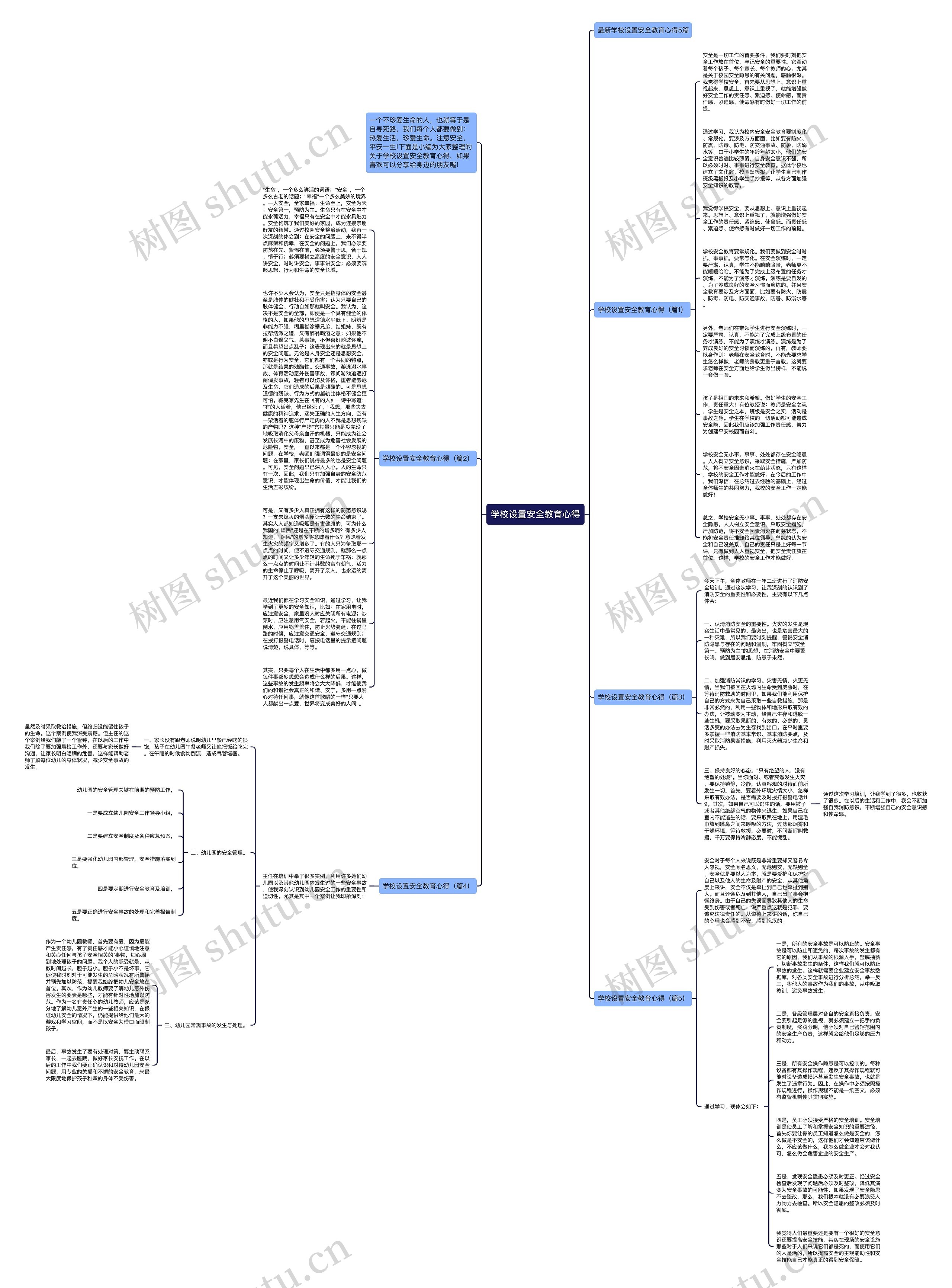 学校设置安全教育心得思维导图