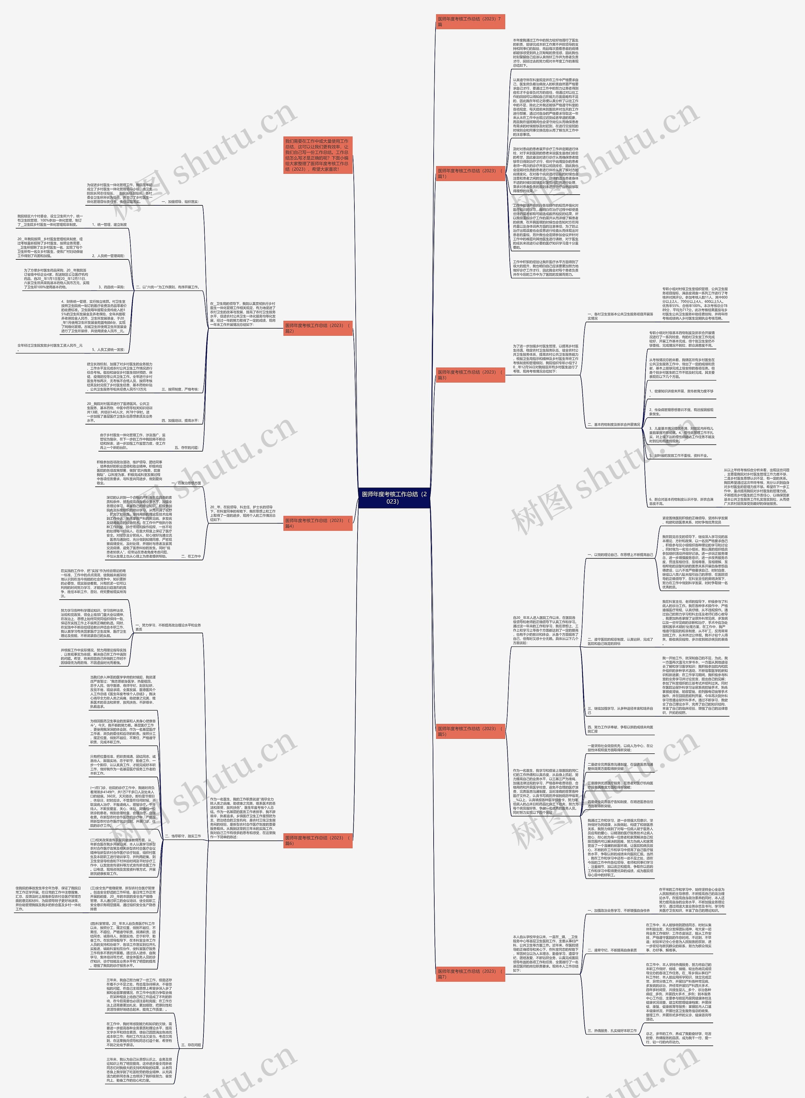 医师年度考核工作总结（2023）思维导图