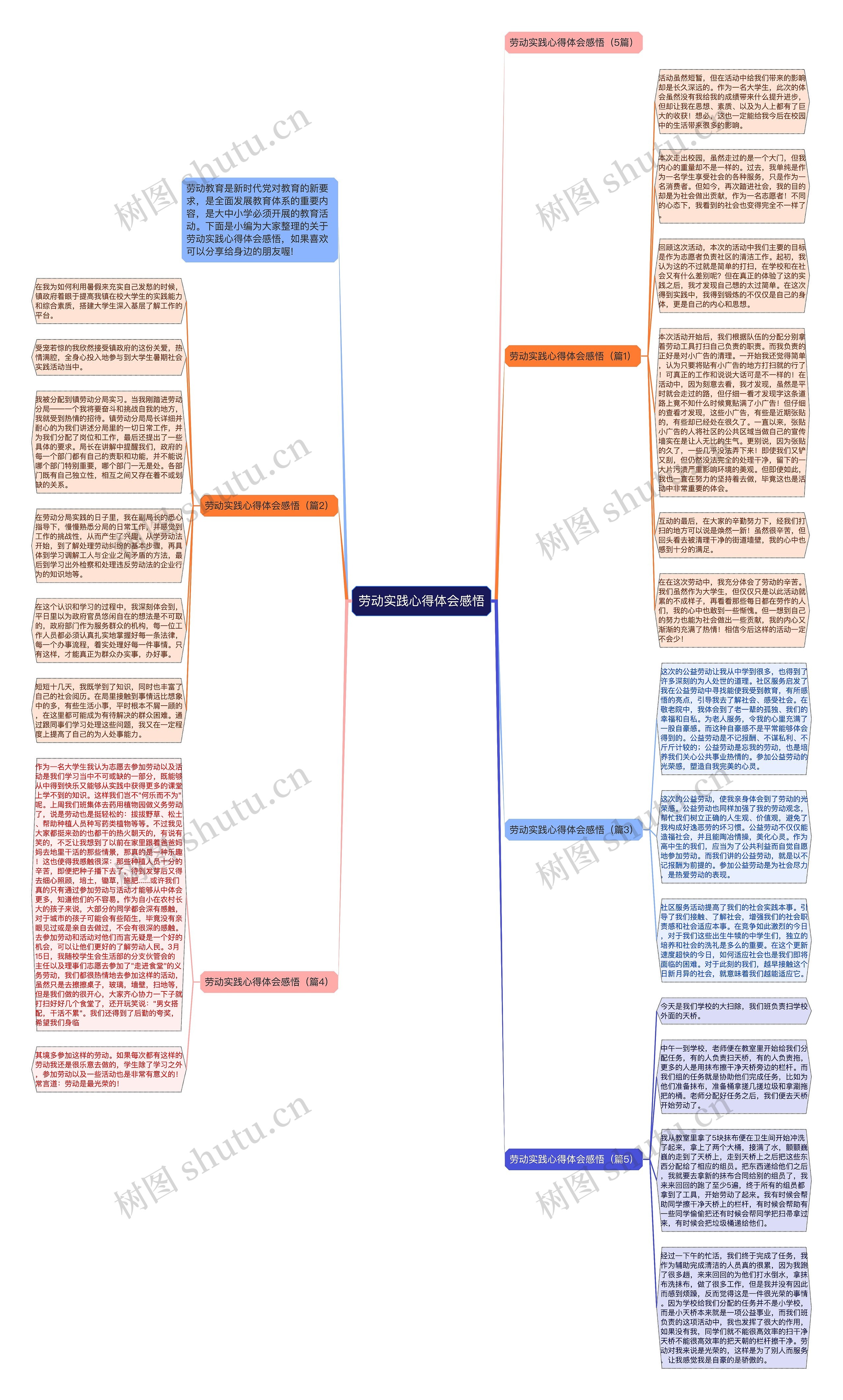 劳动实践心得体会感悟思维导图