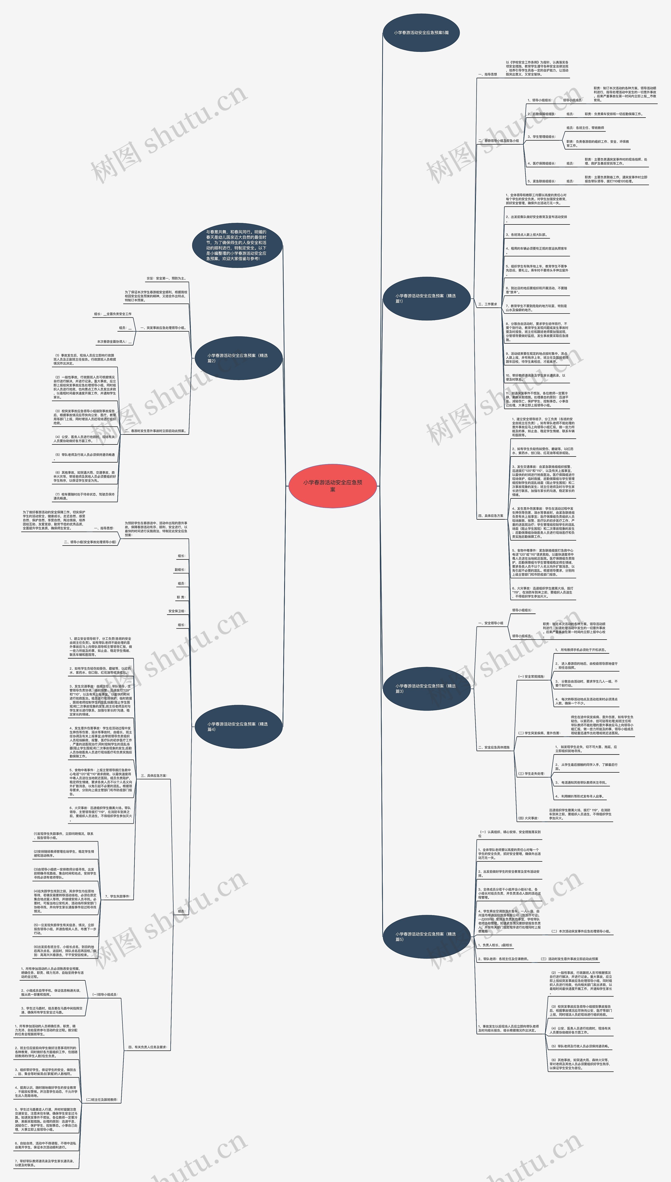 小学春游活动安全应急预案思维导图
