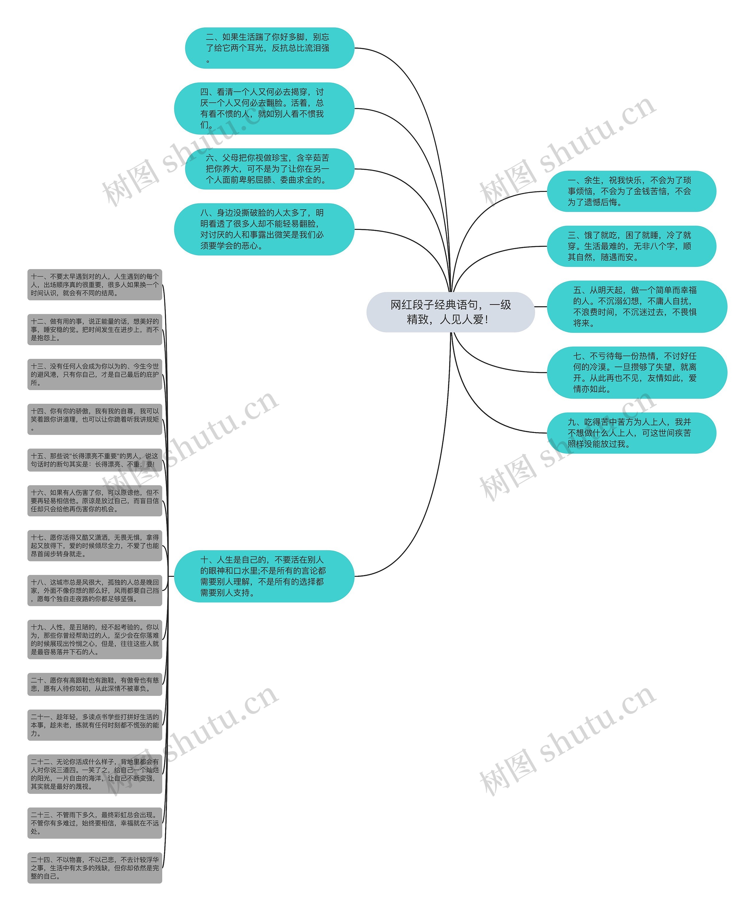 网红段子经典语句，一级精致，人见人爱！思维导图