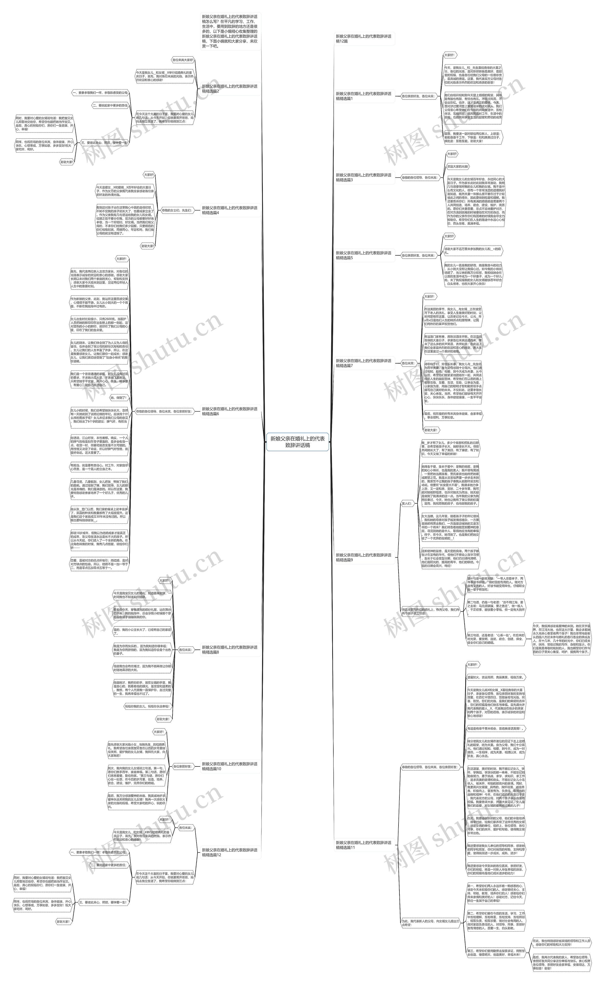 新娘父亲在婚礼上的代表致辞讲话稿思维导图