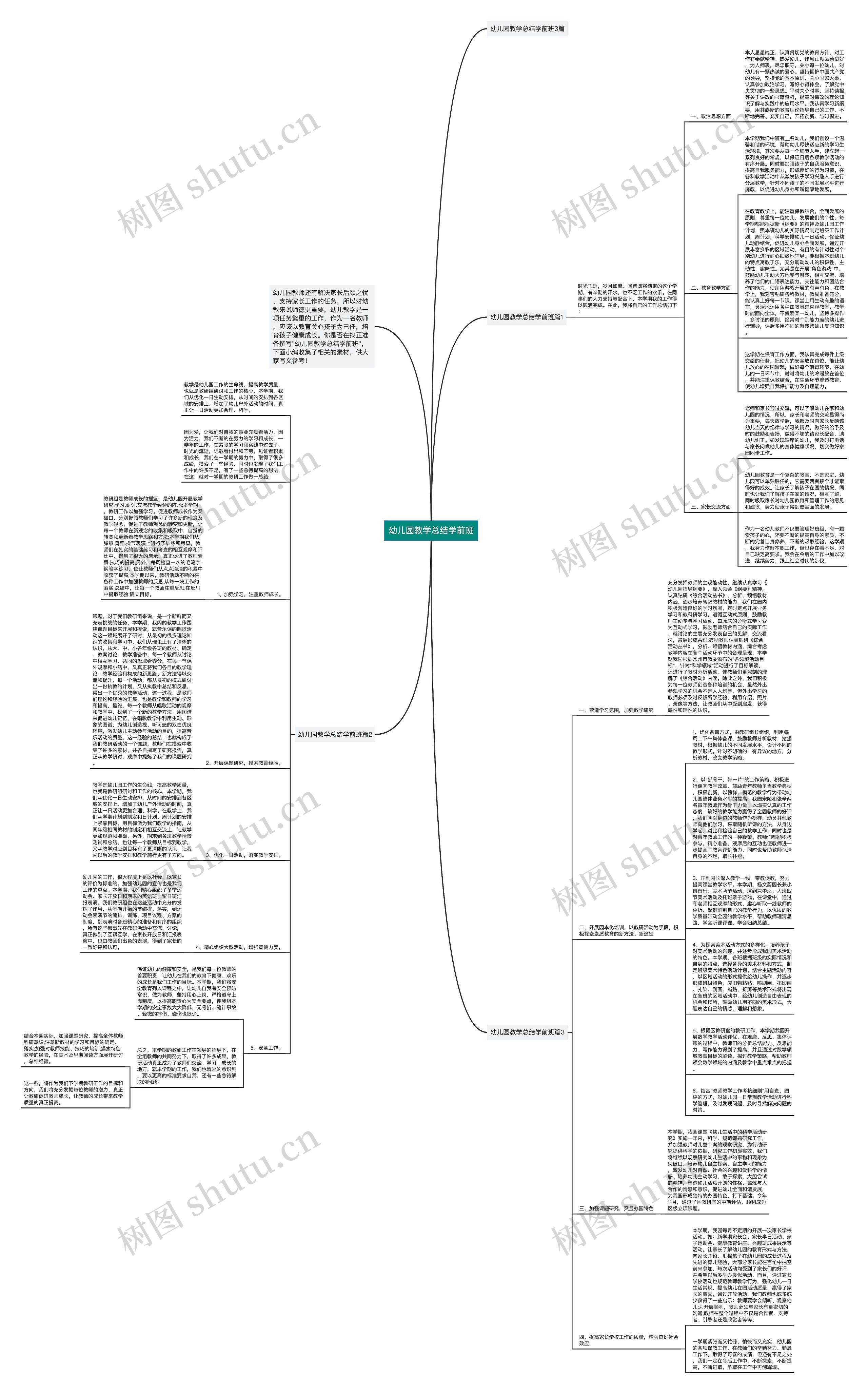 幼儿园教学总结学前班思维导图