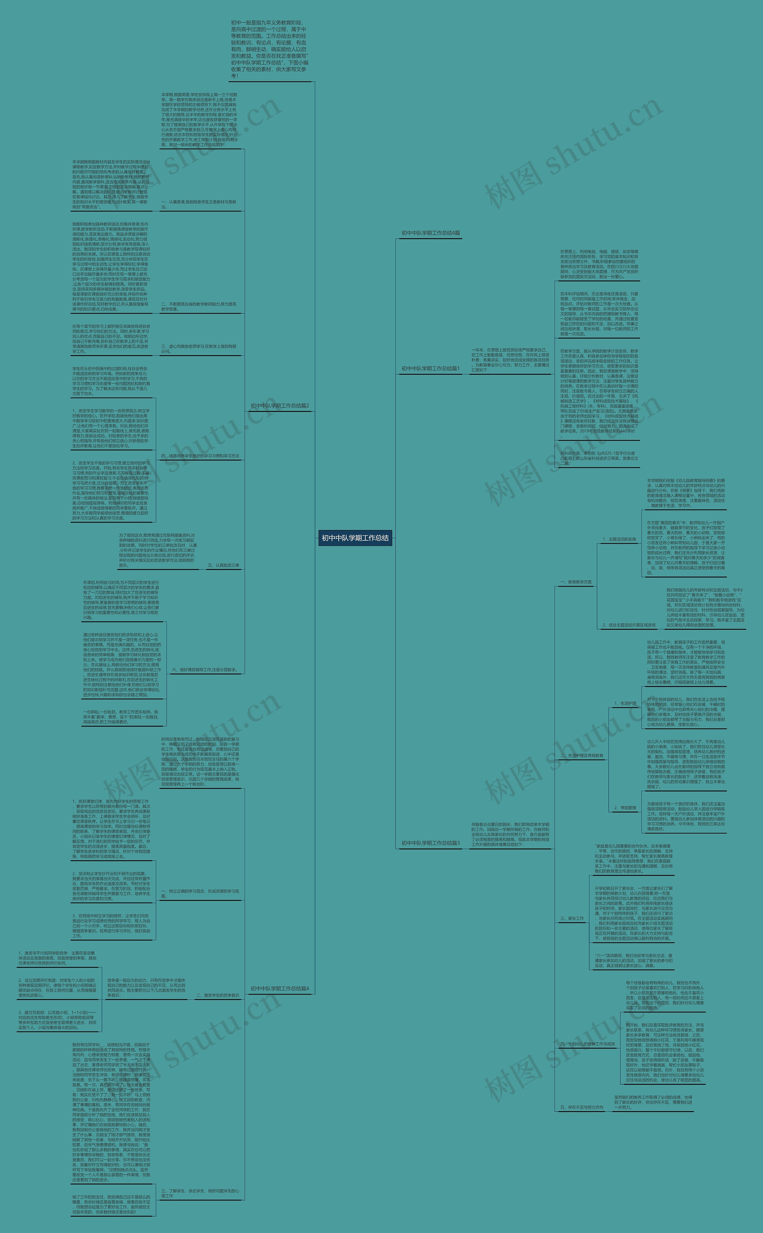 初中中队学期工作总结思维导图
